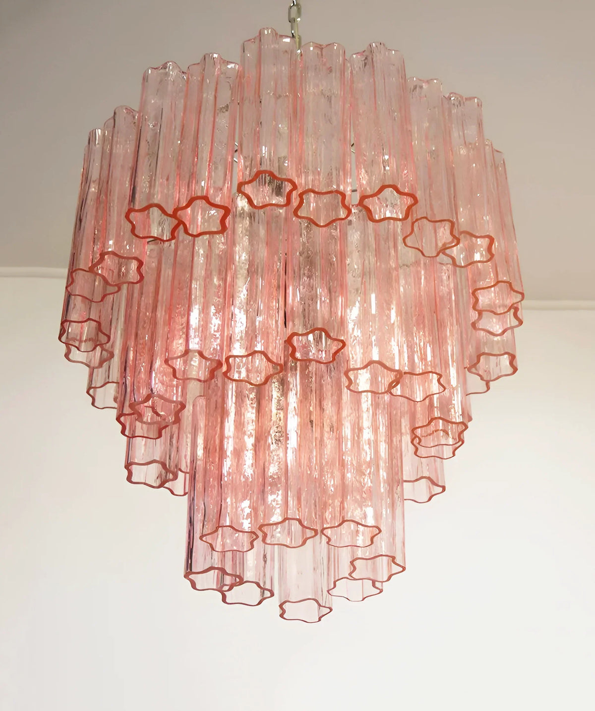 Elegant Pink Murano Glass Tube Chandelier - view 16