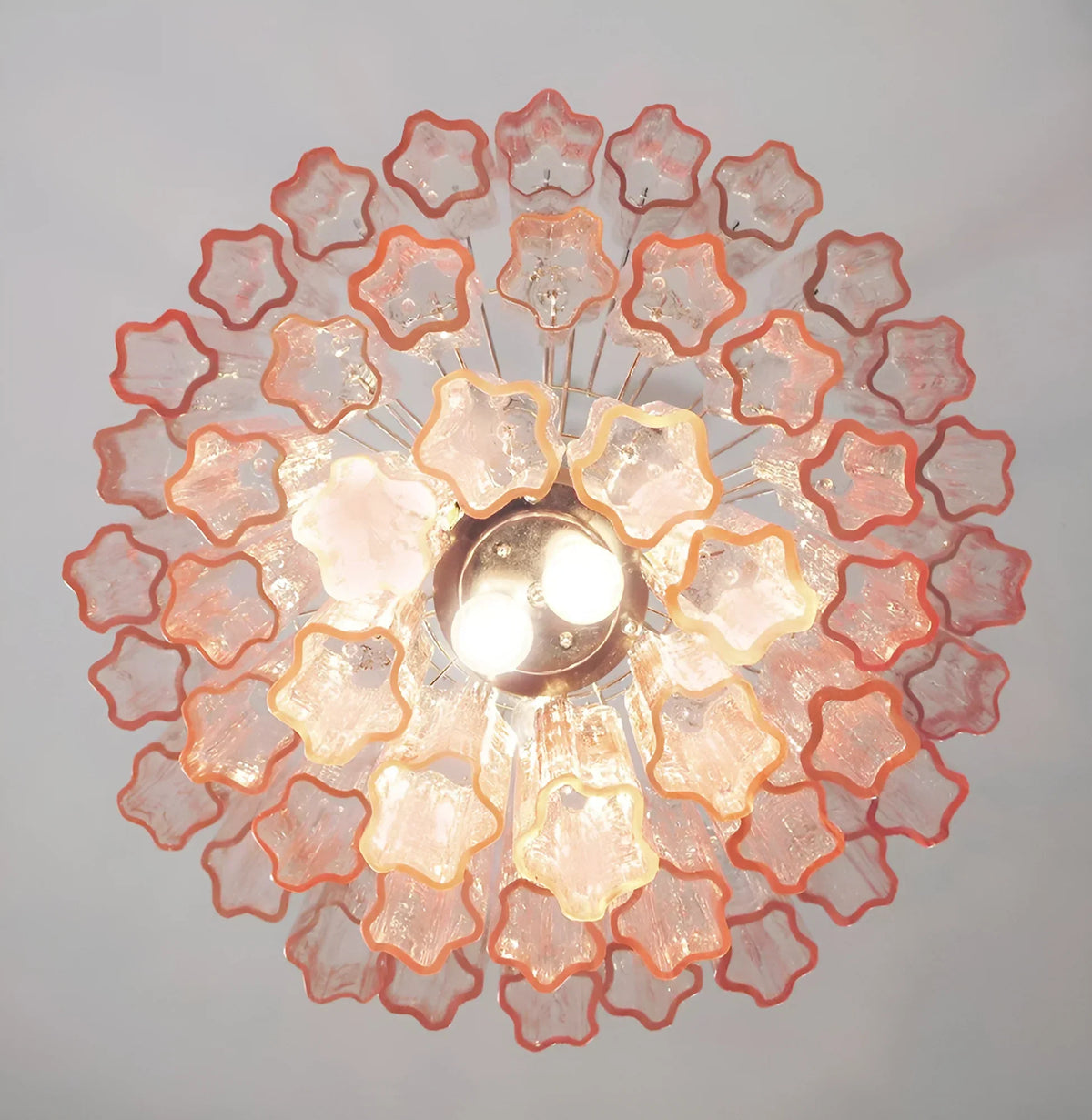 Elegant Pink Murano Glass Tube Chandelier - view 17