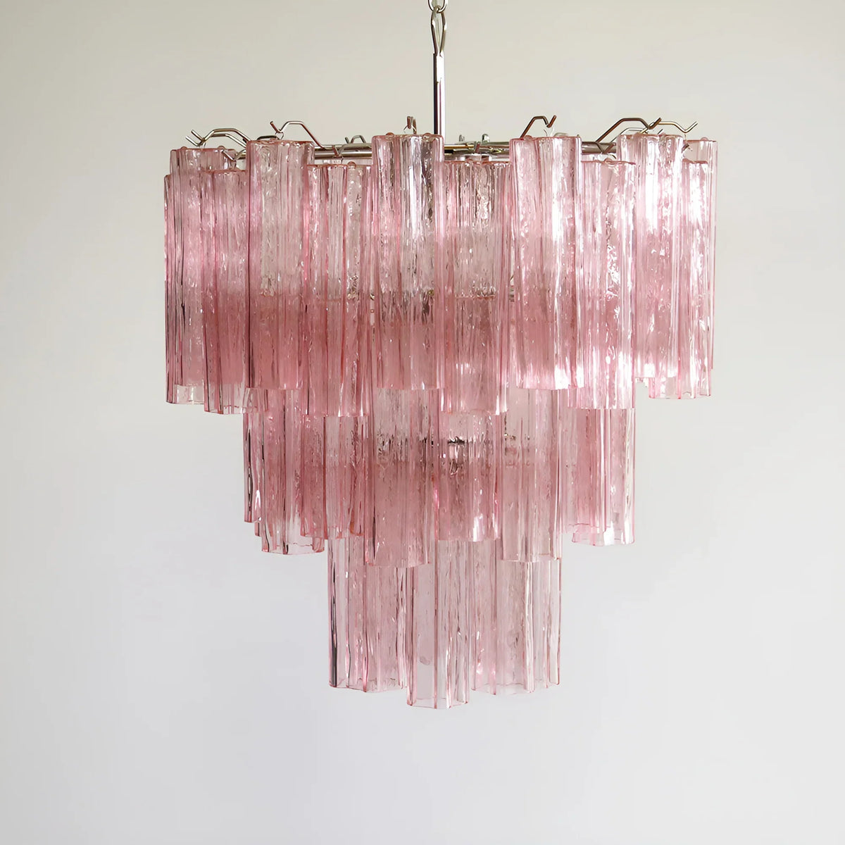 Elegant Pink Murano Glass Tube Chandelier - view 19