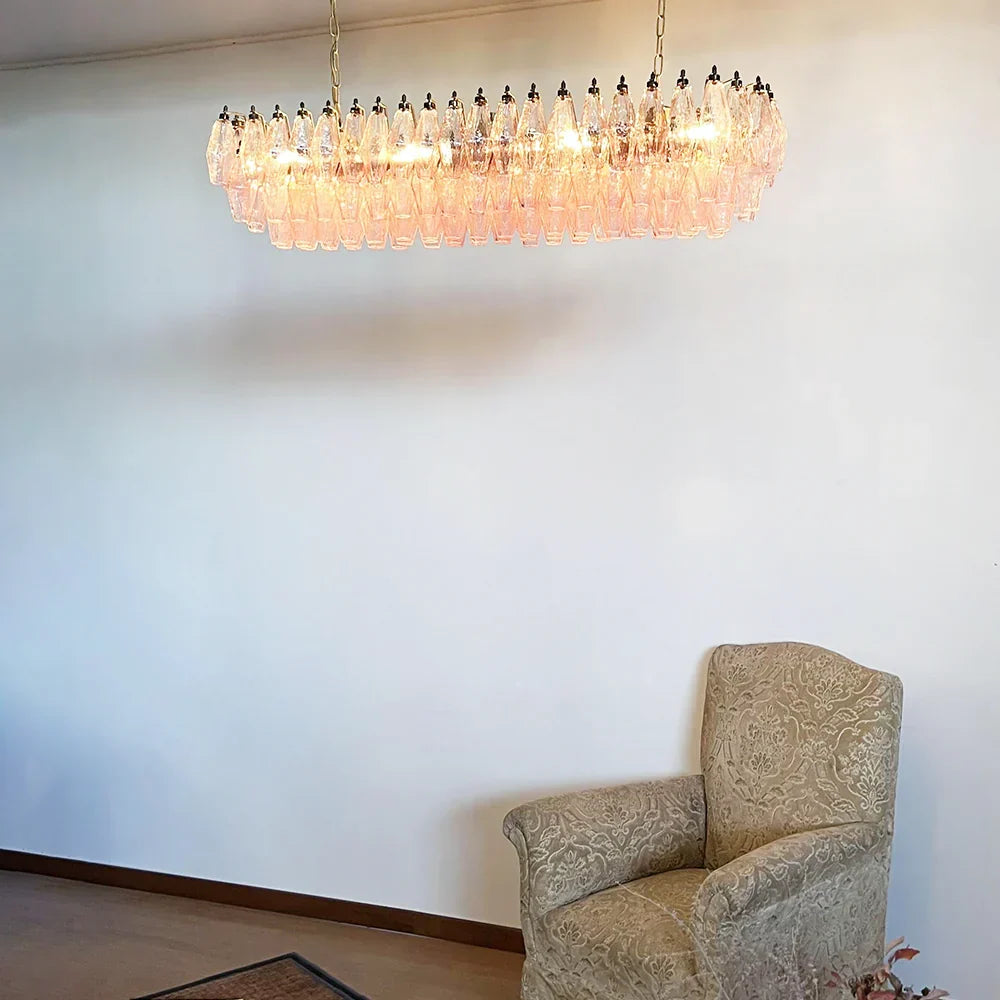 Elegant Pink Murano Poliedri Chandelier - view 2