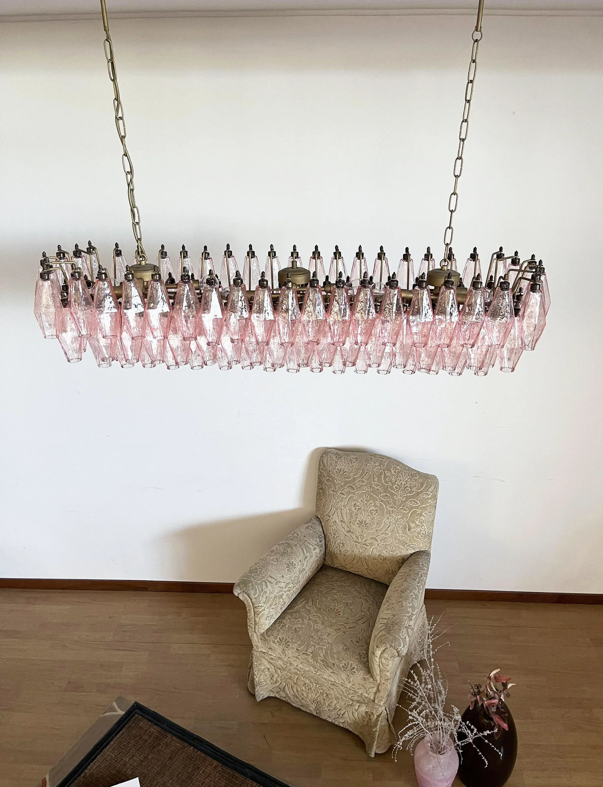 Elegant Pink Murano Poliedri Chandelier - view 10