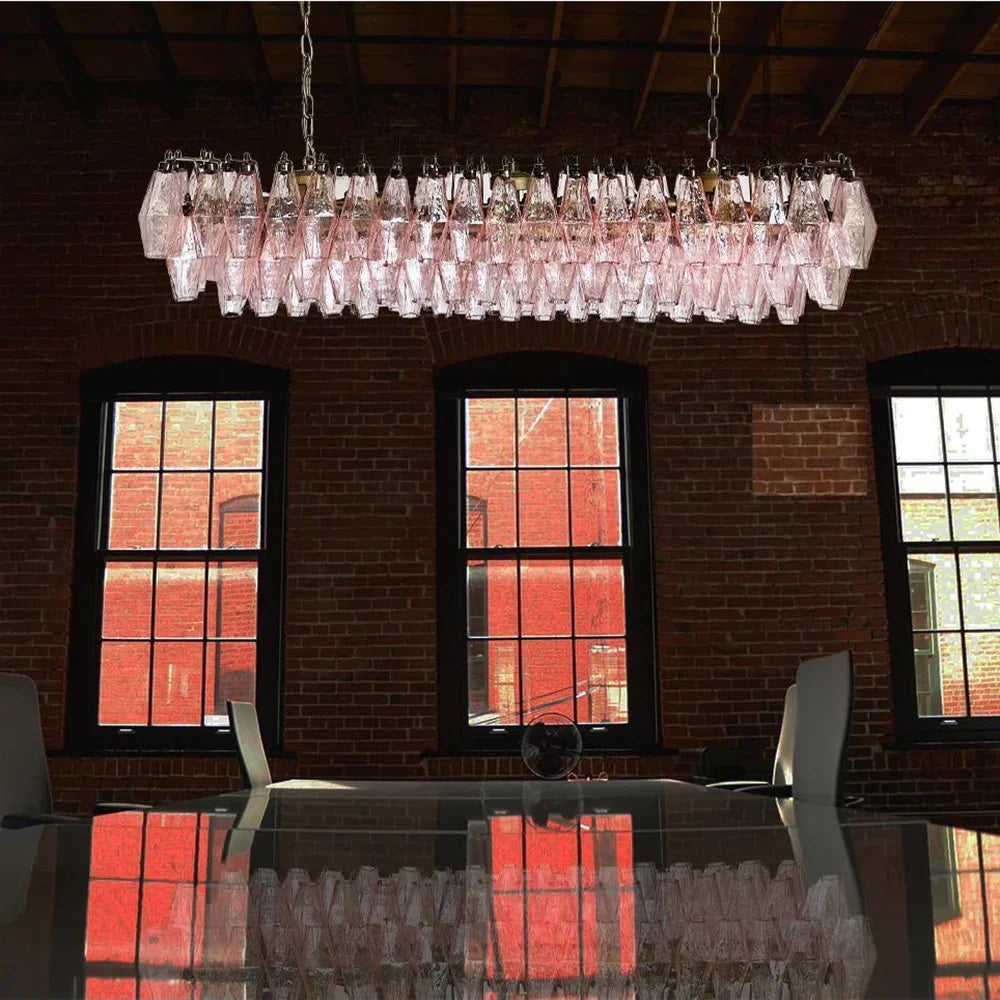 Elegant Pink Murano Poliedri Chandelier - view 8