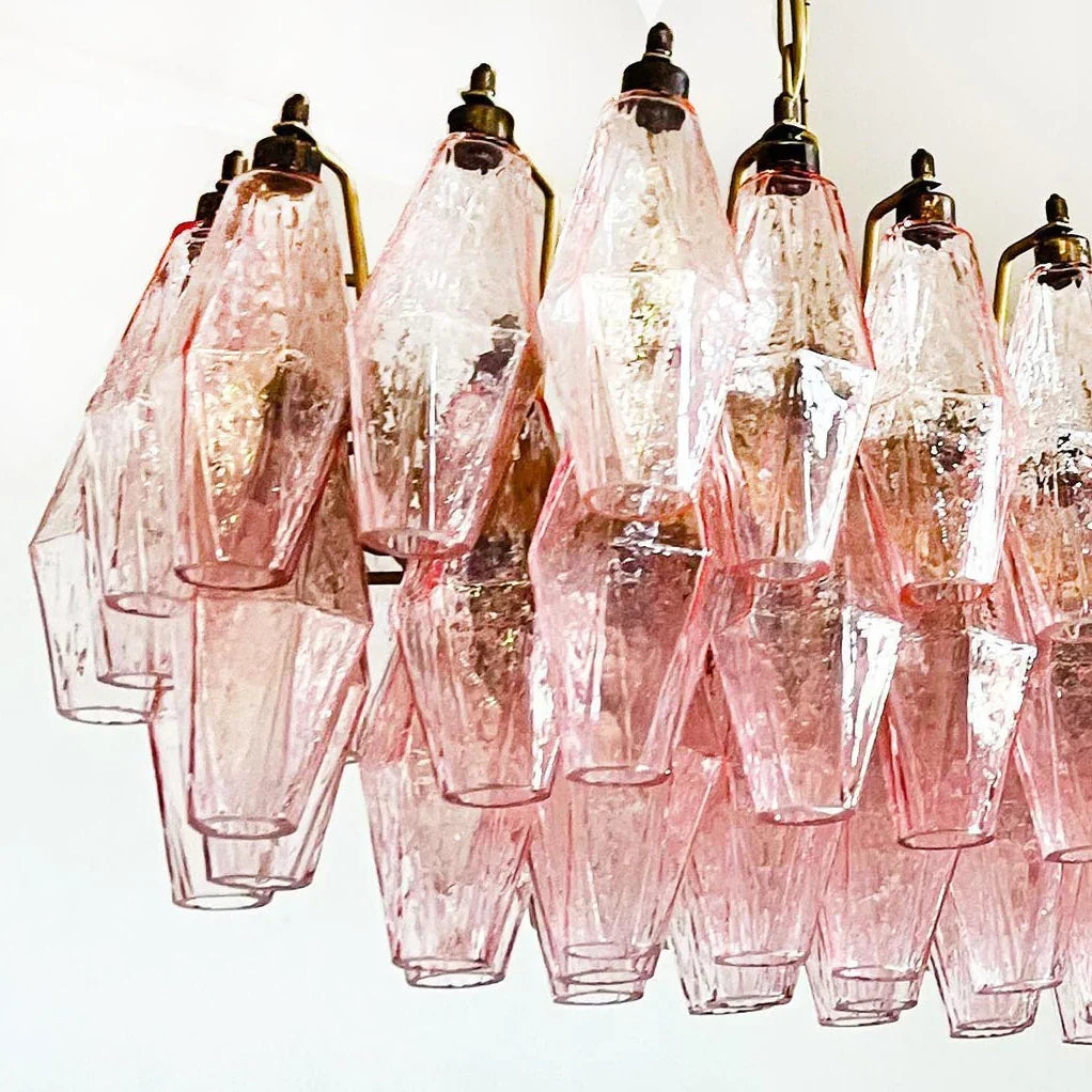 Elegant Pink Murano Poliedri Chandelier - view 16