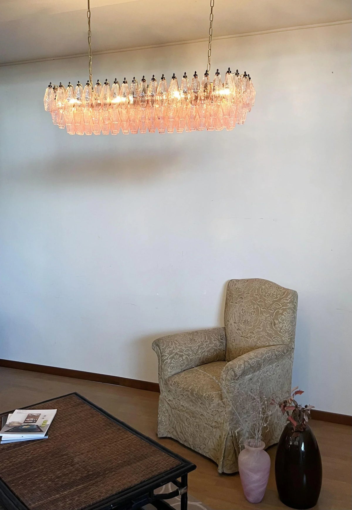 Elegant Pink Murano Poliedri Chandelier - view 3