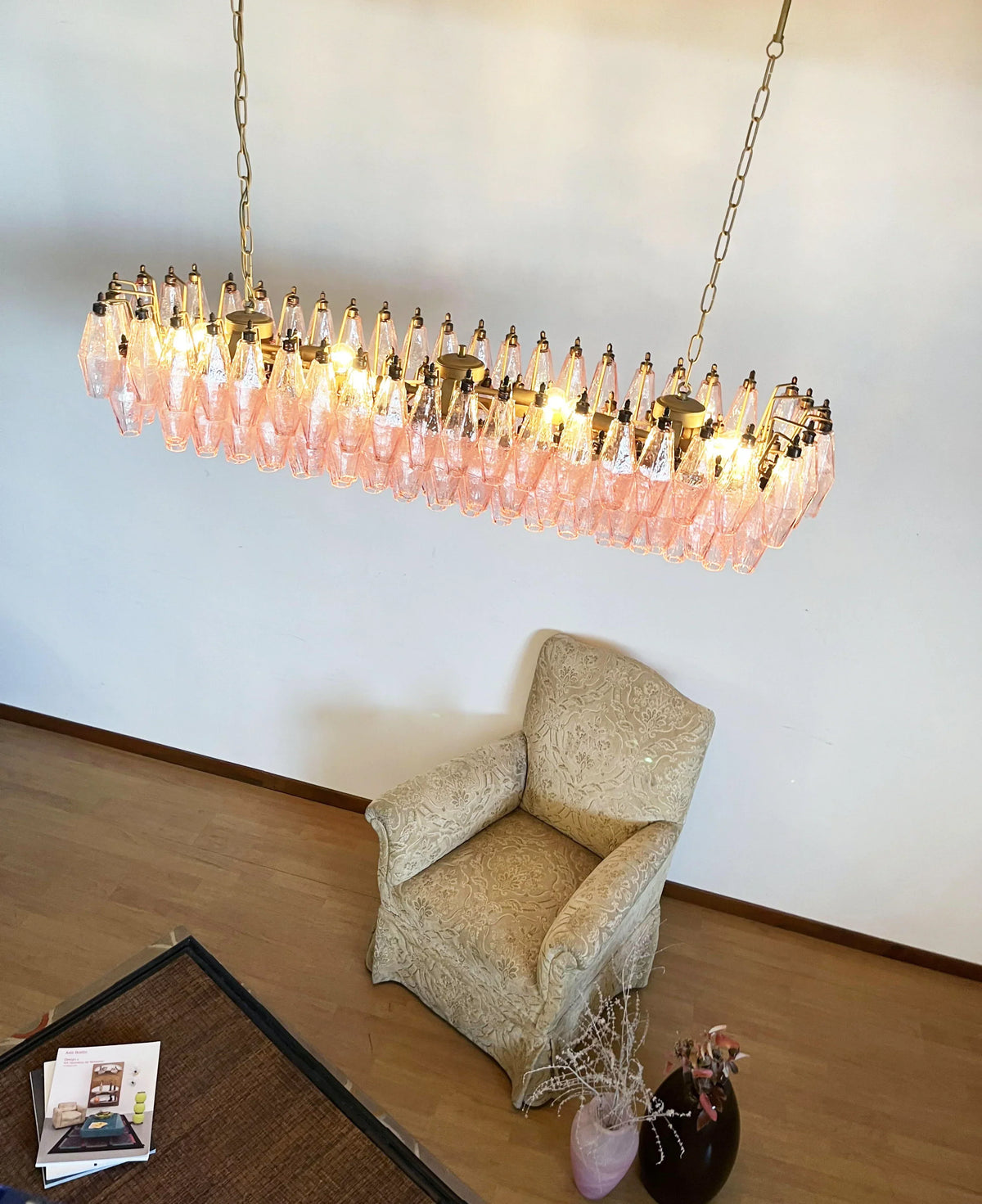 Elegant Pink Murano Poliedri Chandelier - view 6