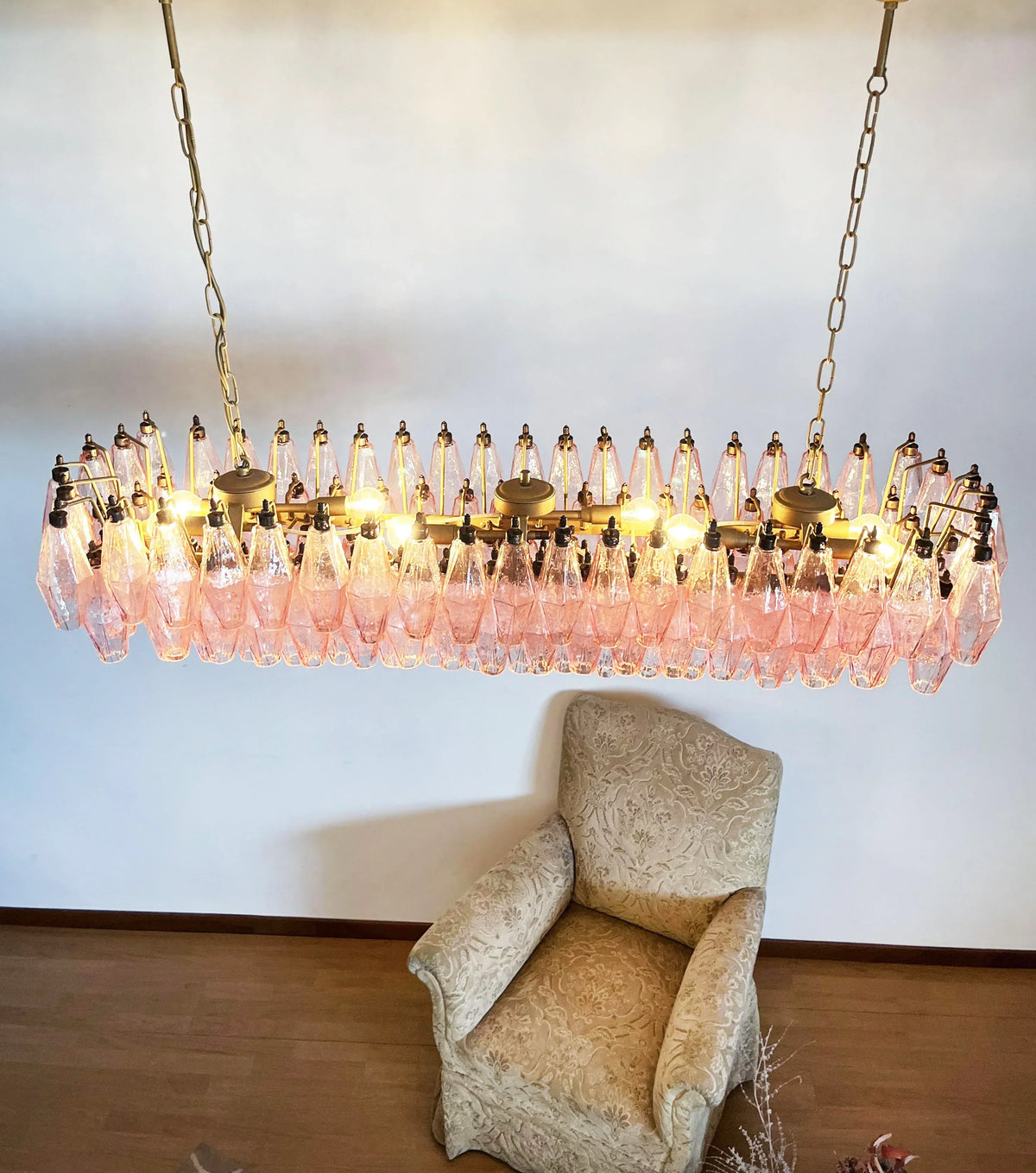 Elegant Pink Murano Poliedri Chandelier - view 9