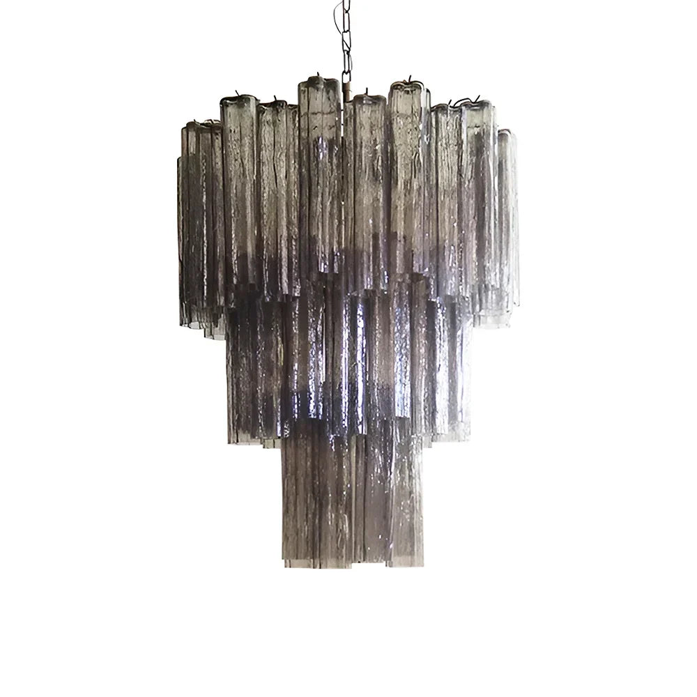 Elegant Smoke Murano Glass Tube Chandelier - view 19
