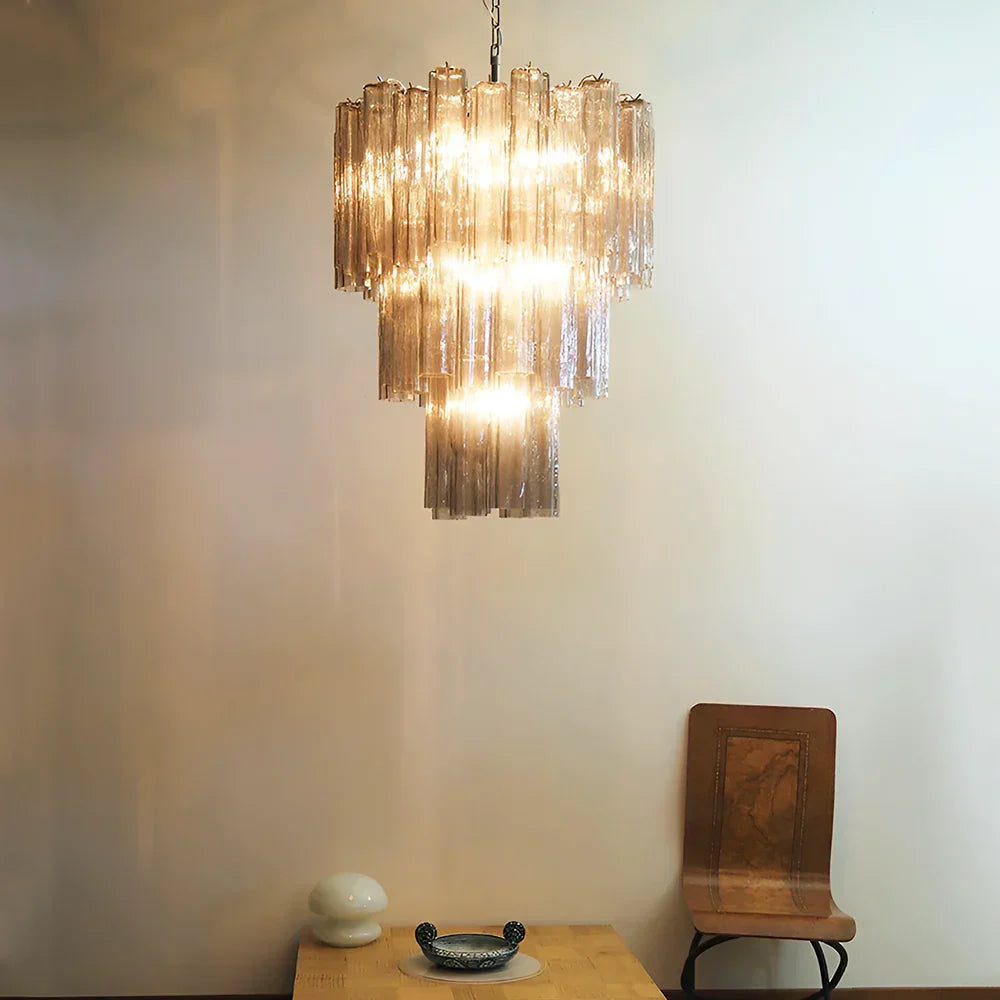 Elegant Smoke Murano Glass Tube Chandelier - view 2
