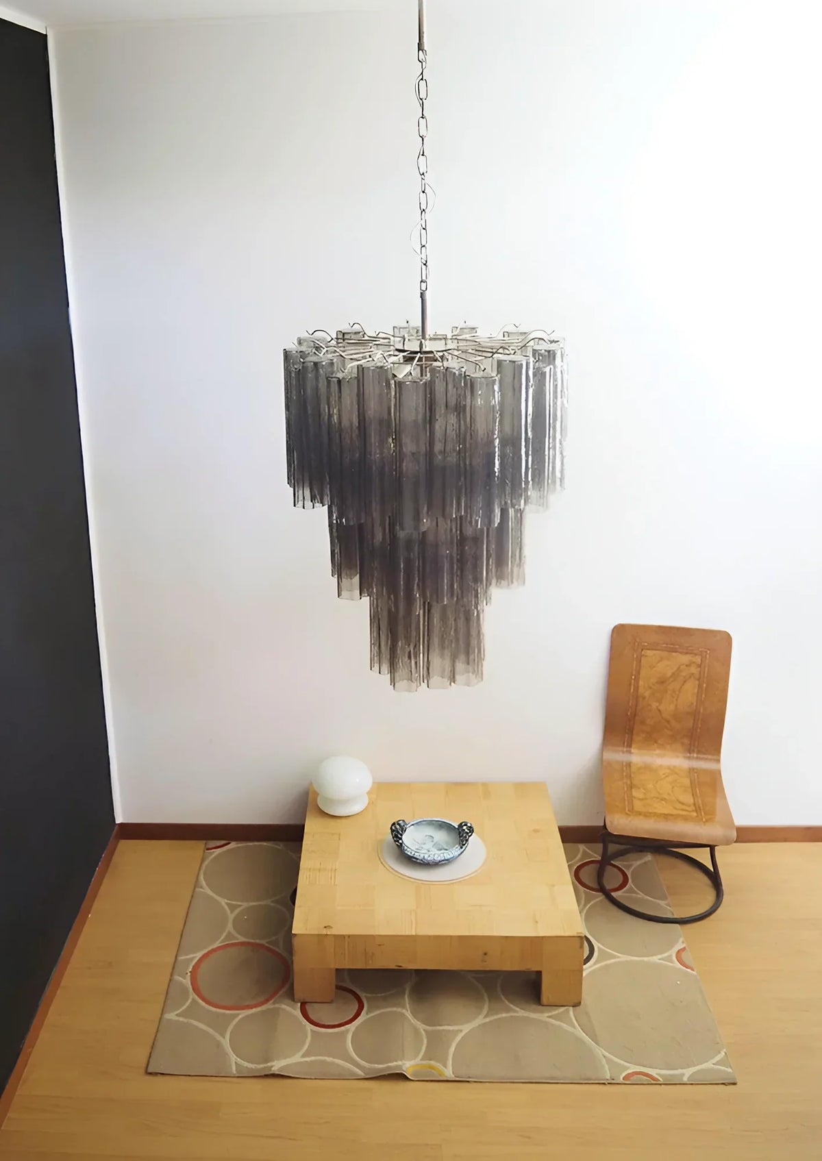Elegant Smoke Murano Glass Tube Chandelier - view 9
