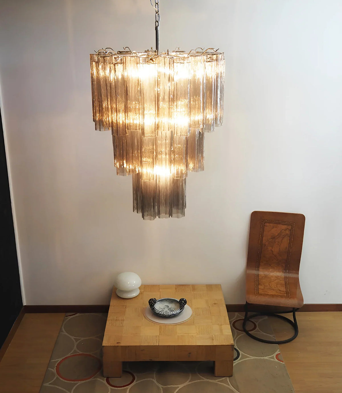Elegant Smoke Murano Glass Tube Chandelier - view 3