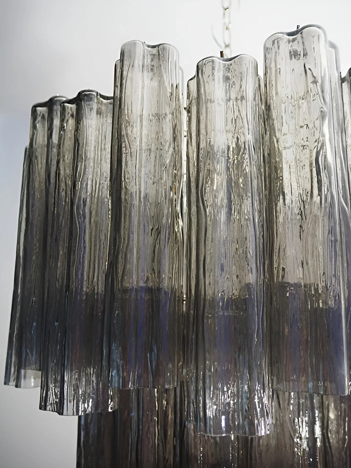 Elegant Smoke Murano Glass Tube Chandelier - view 15