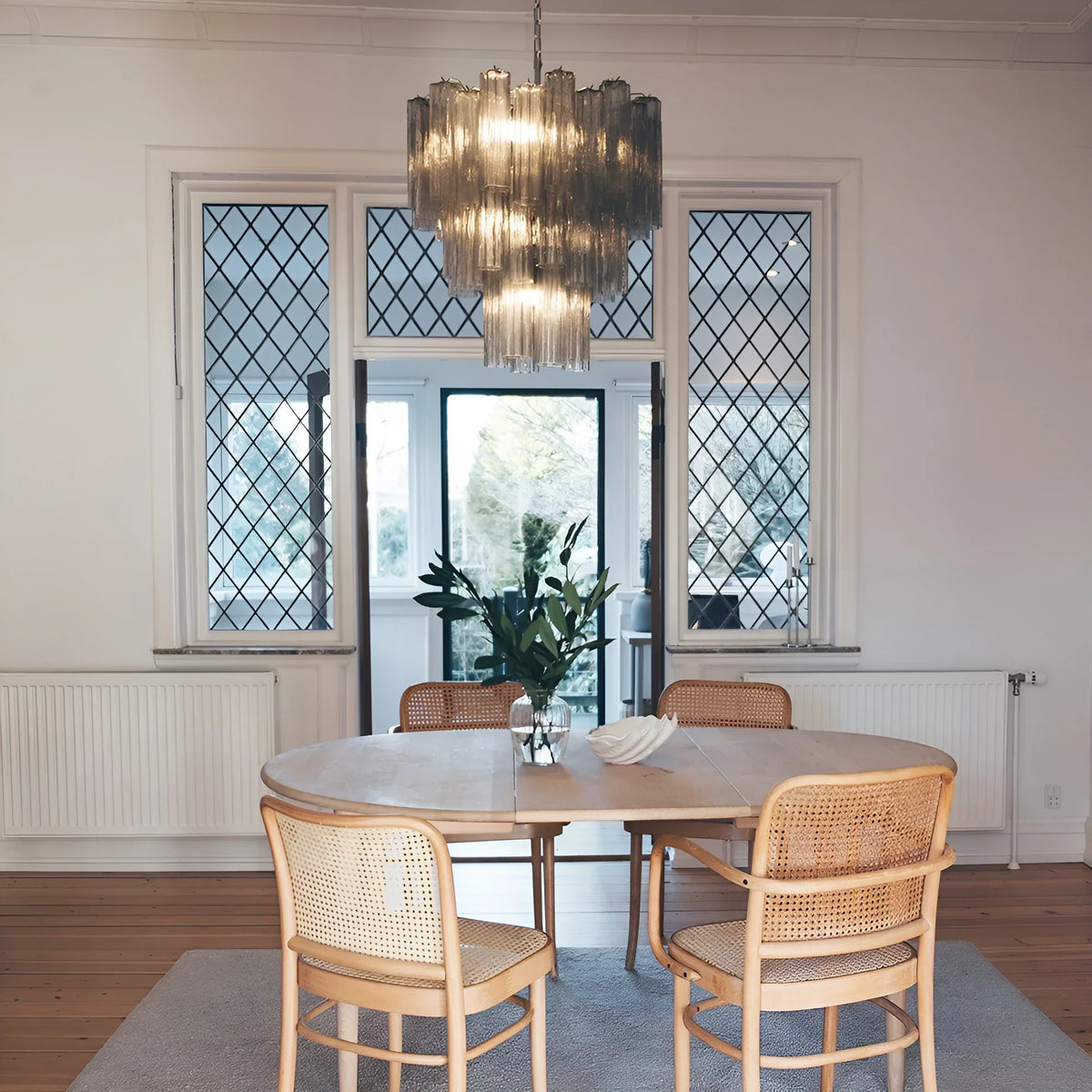 Elegant Smoke Murano Glass Tube Chandelier - view 4