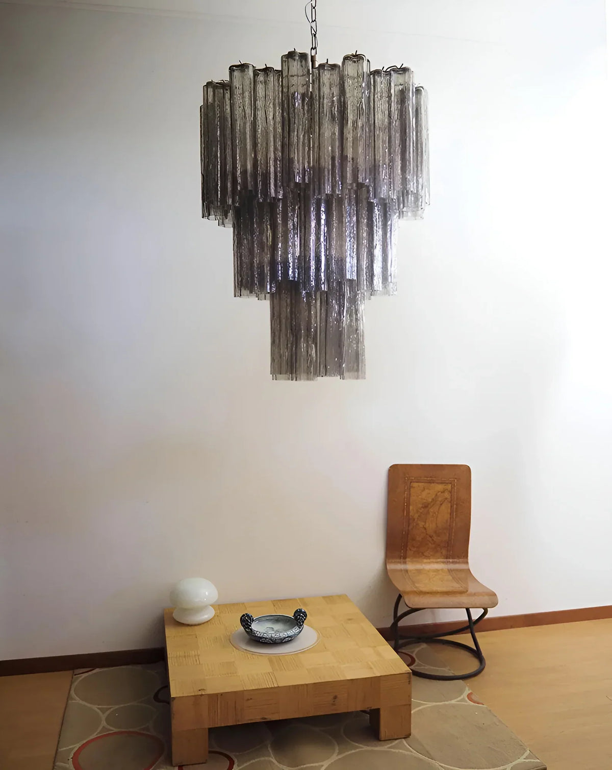 Elegant Smoke Murano Glass Tube Chandelier - view 6