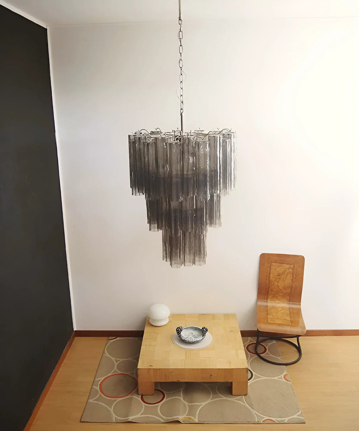Elegant Smoke Murano Glass Tube Chandelier - view 8