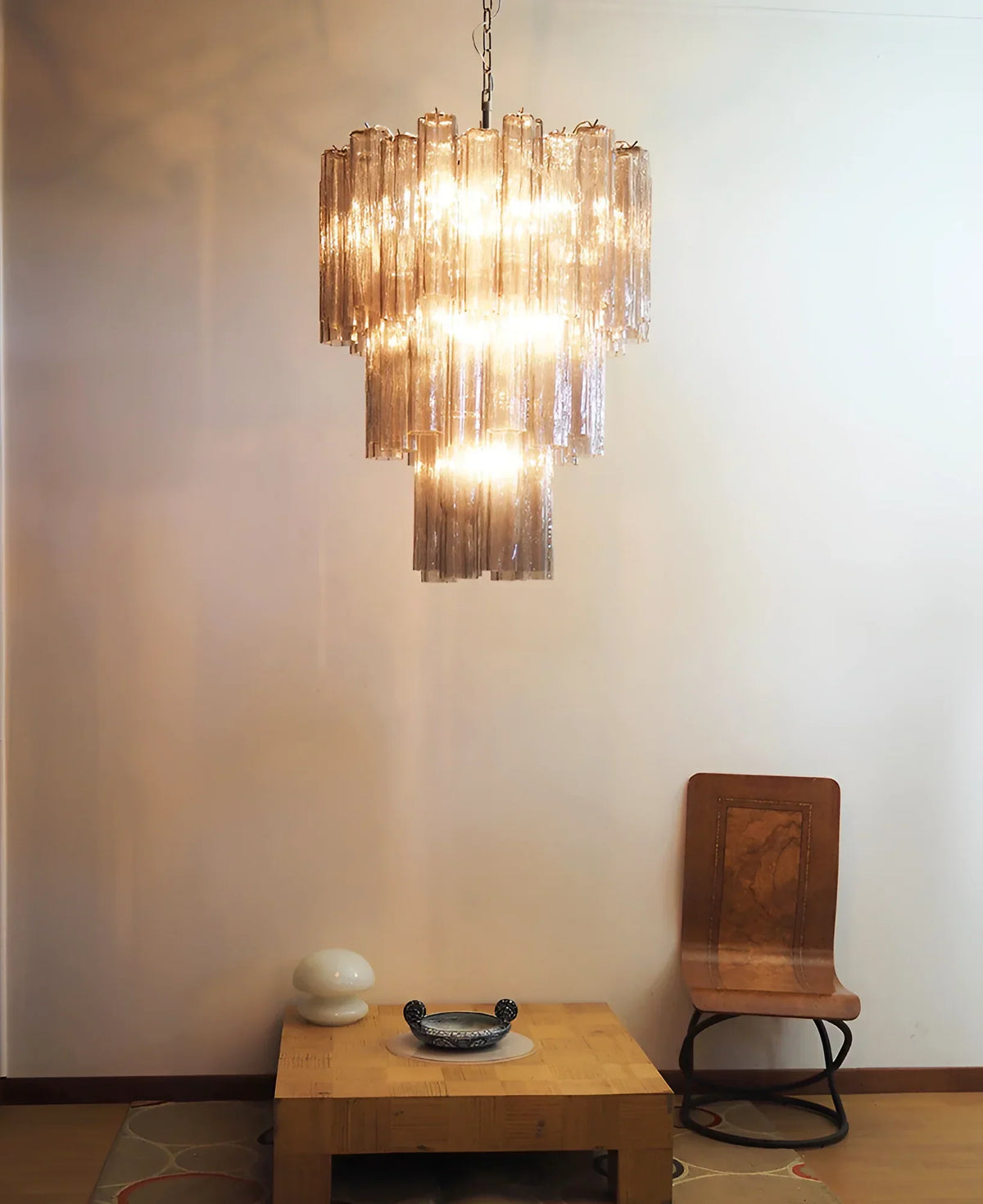 Elegant Smoke Murano Glass Tube Chandelier - view 5