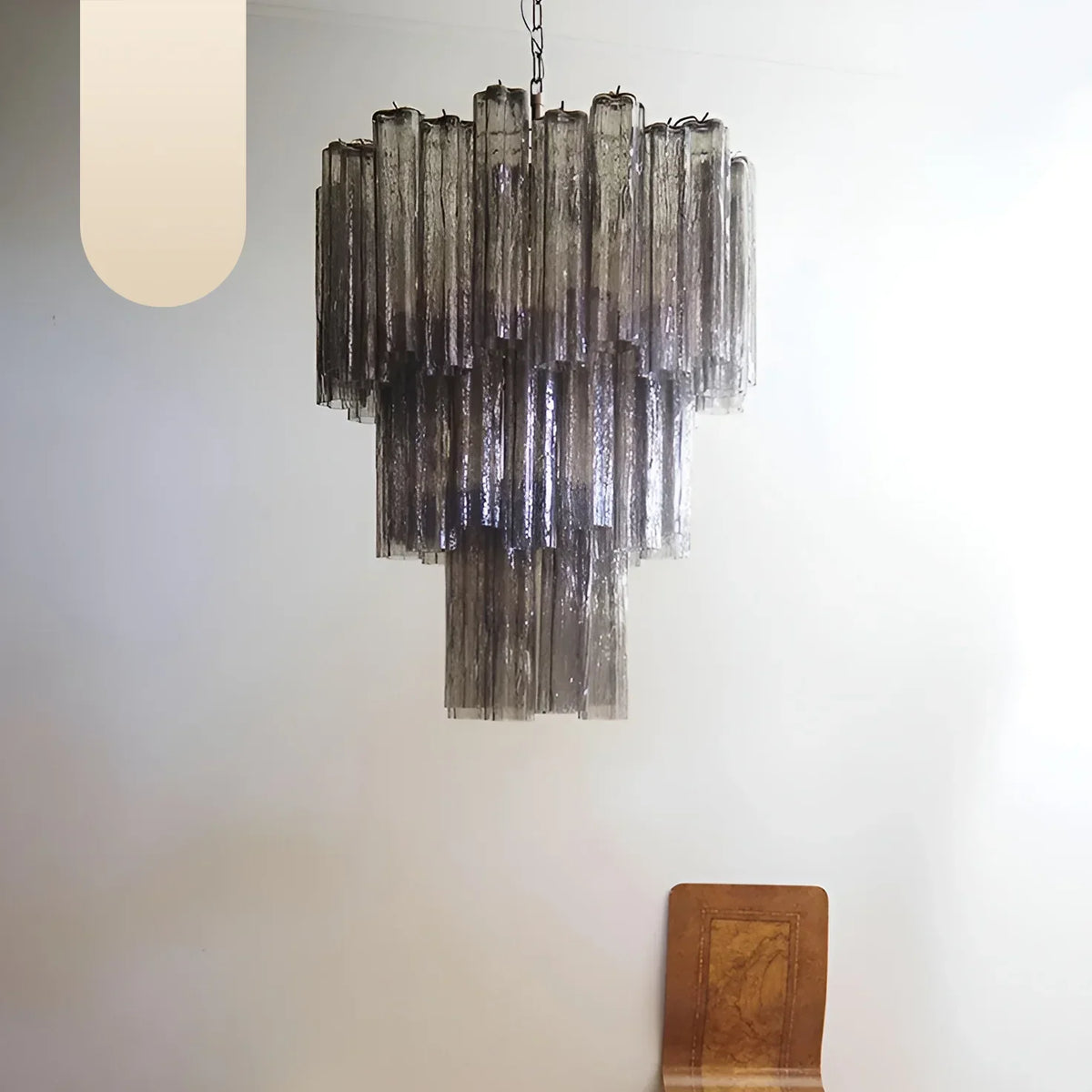 Elegant Smoke Murano Glass Tube Chandelier - view 16