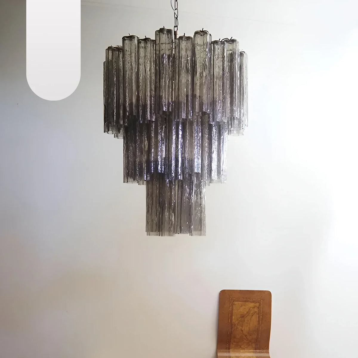 Elegant Smoke Murano Glass Tube Chandelier - view 17