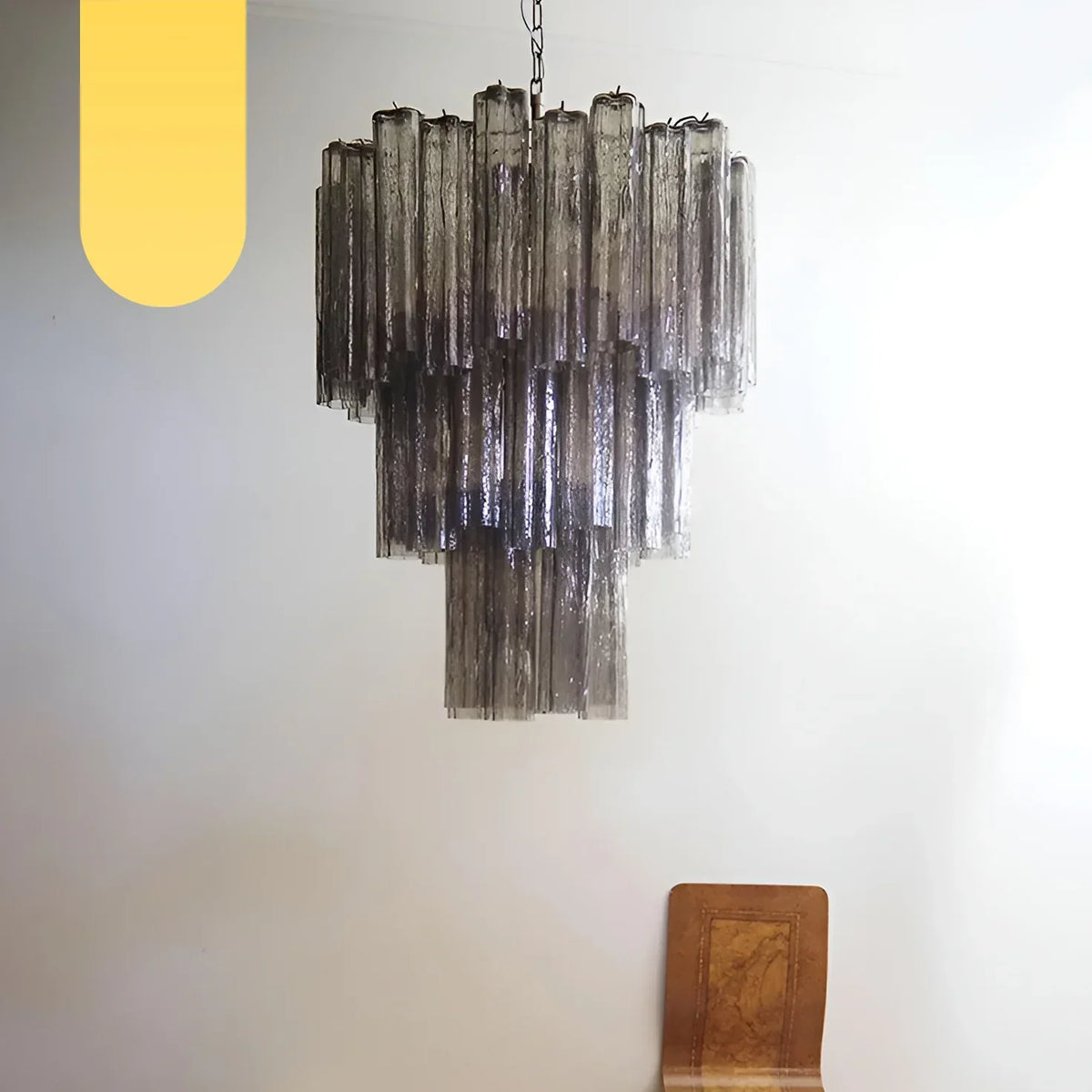 Elegant Smoke Murano Glass Tube Chandelier - view 18