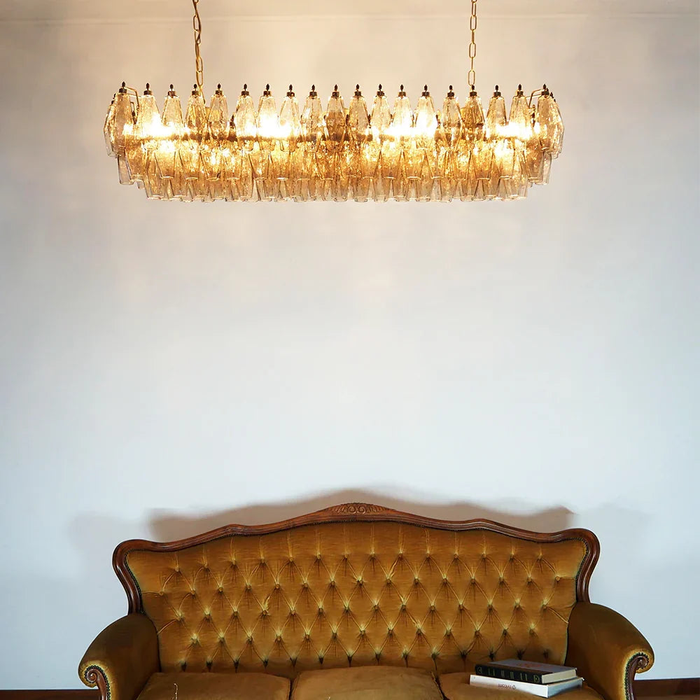 Elegant Smoked Murano Poliedri Chandelier
