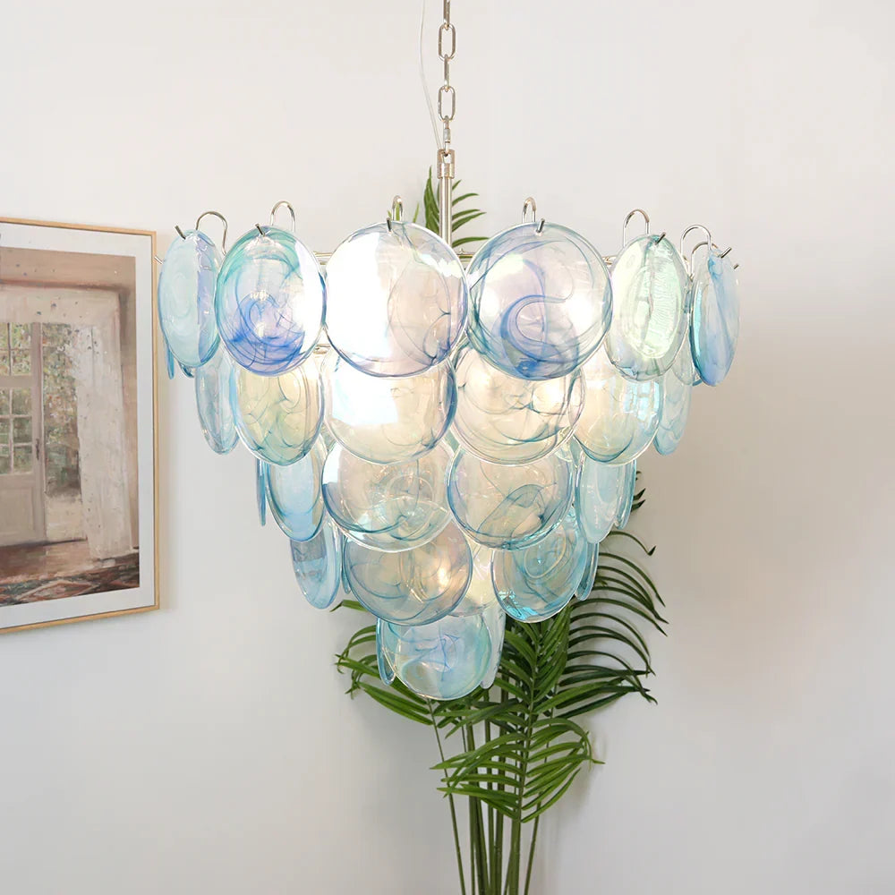 Elegant Blue Murano Disc Chandelier - view 2