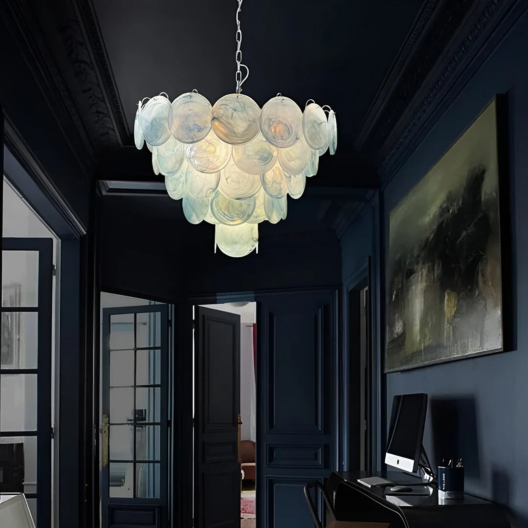 Elegant Blue Murano Disc Chandelier - view 17