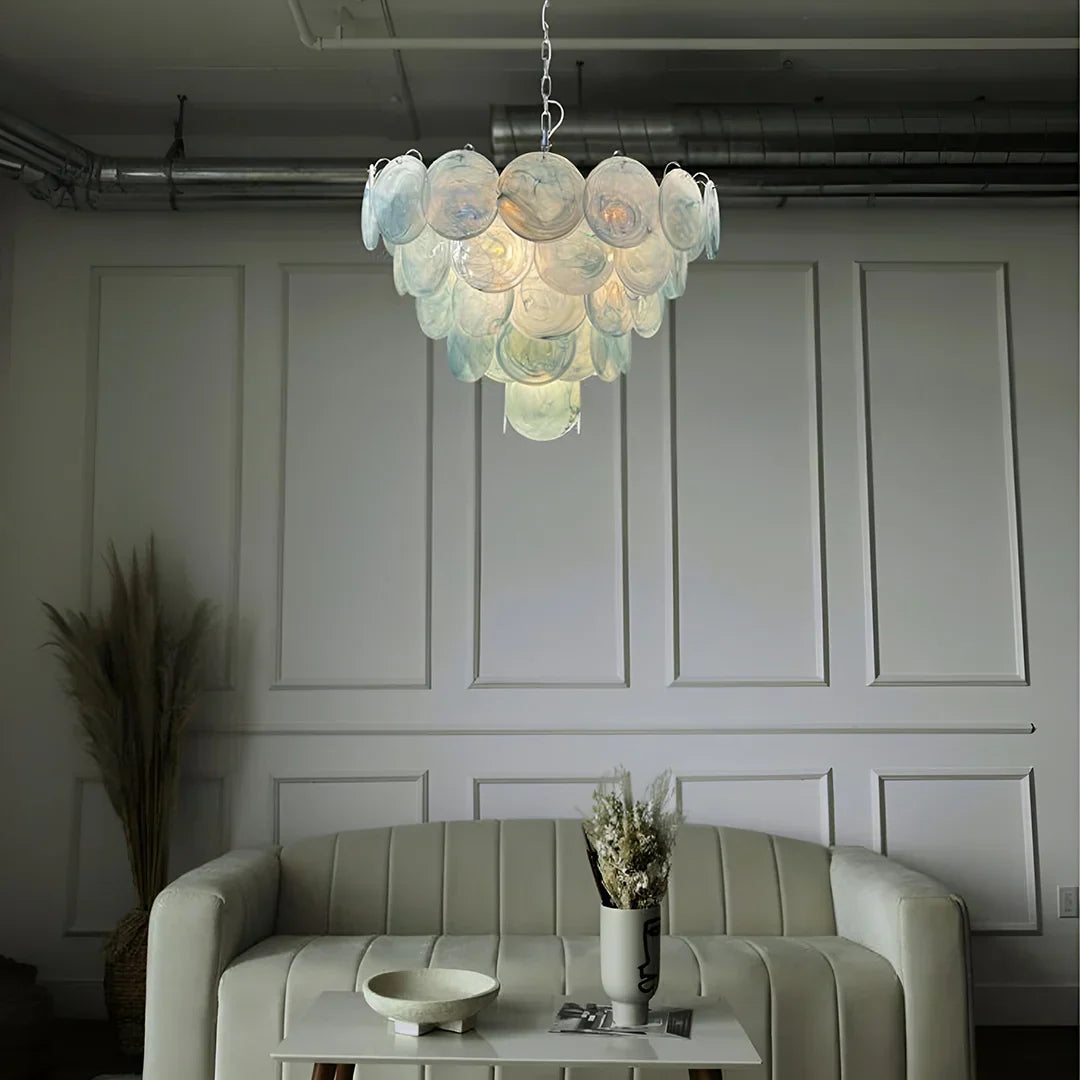 Elegant Blue Murano Disc Chandelier - view 5