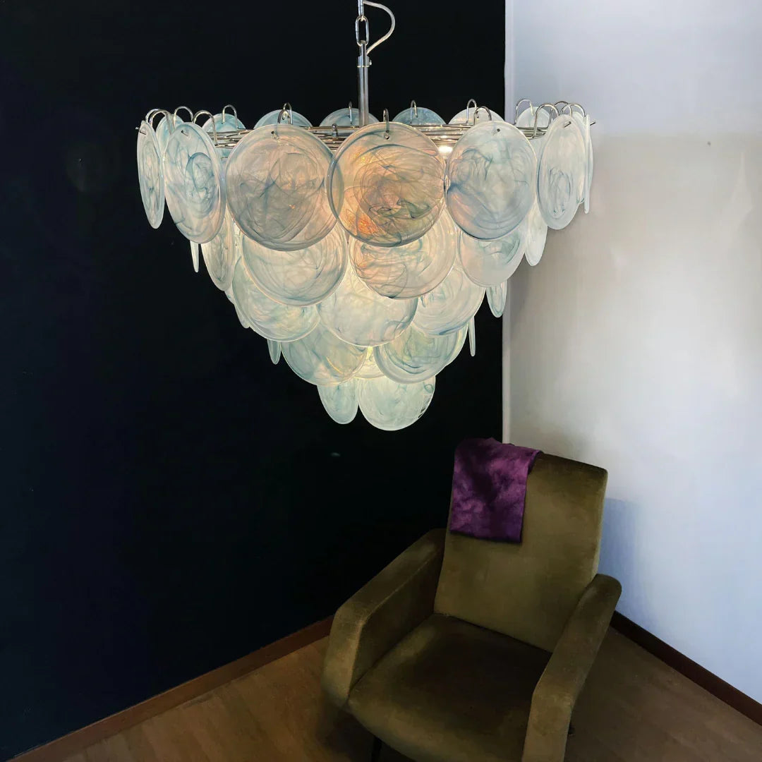 Elegant Blue Murano Disc Chandelier - view 13