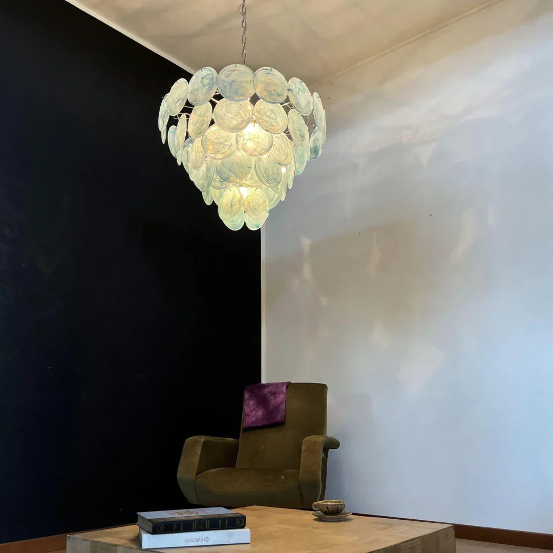Elegant Blue Murano Disc Chandelier - view 16