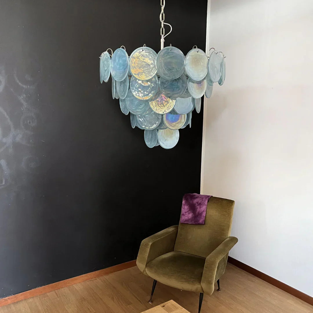 Elegant Blue Murano Disc Chandelier - view 7