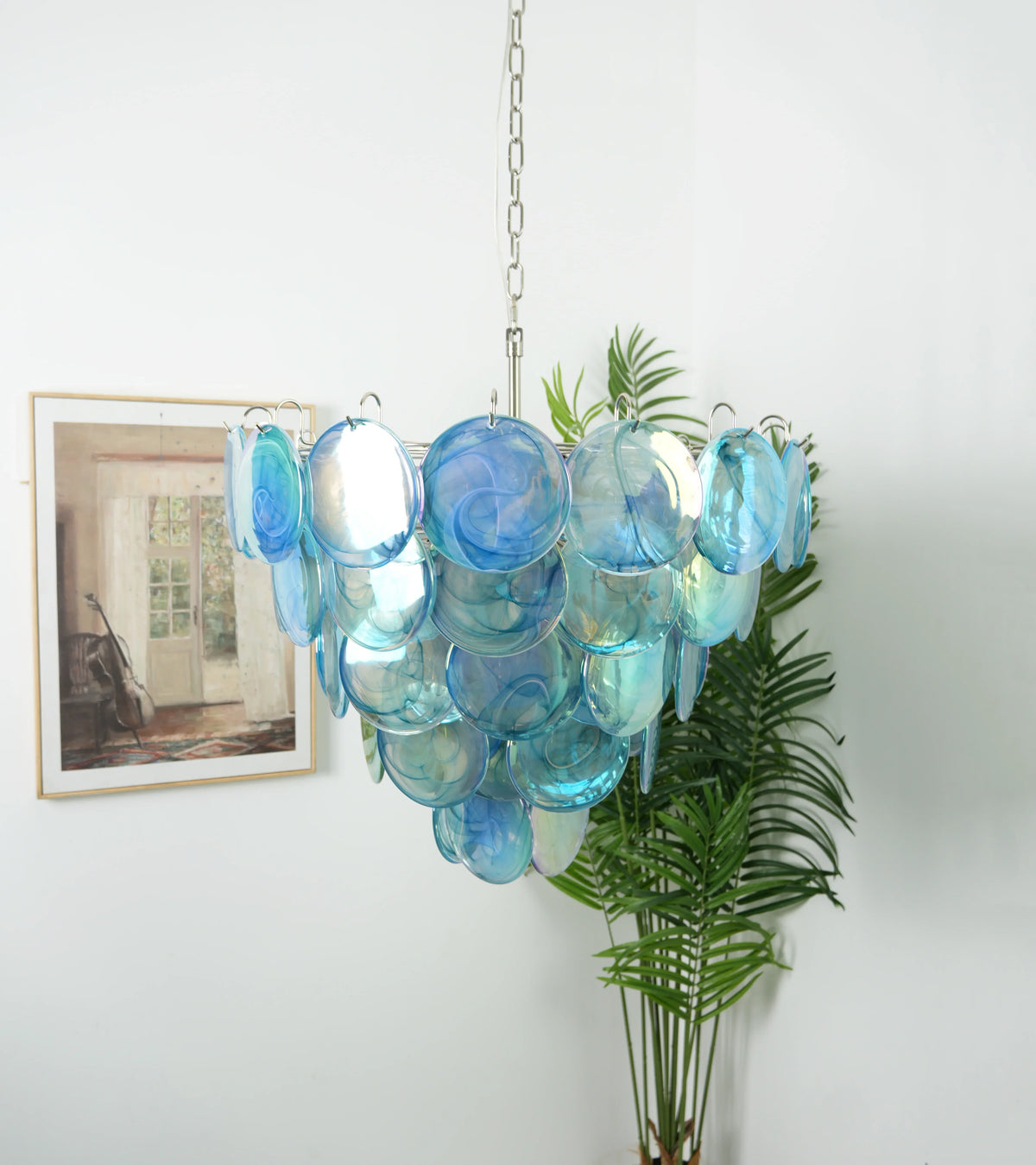 Elegant Blue Murano Disc Chandelier - view 3
