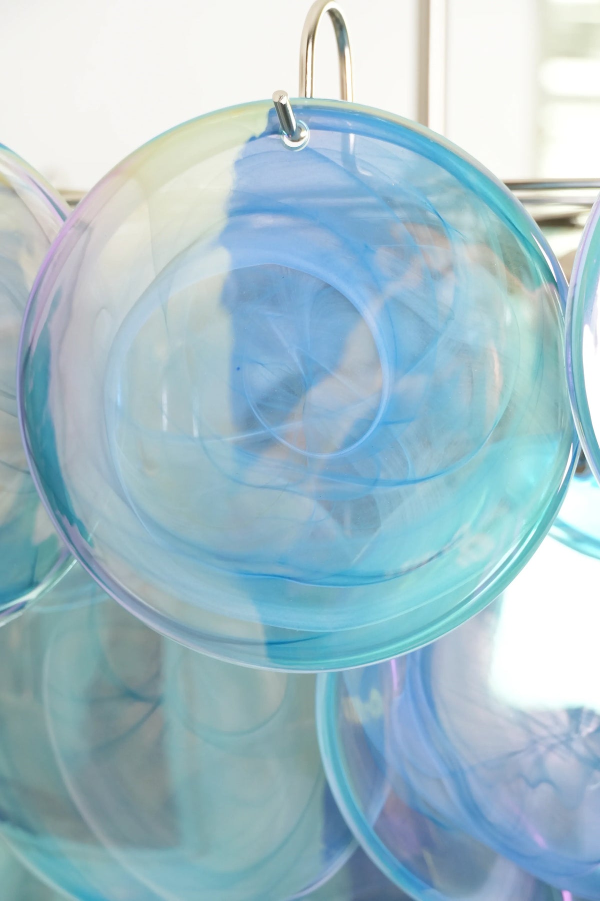 Elegant Blue Murano Disc Chandelier - view 19