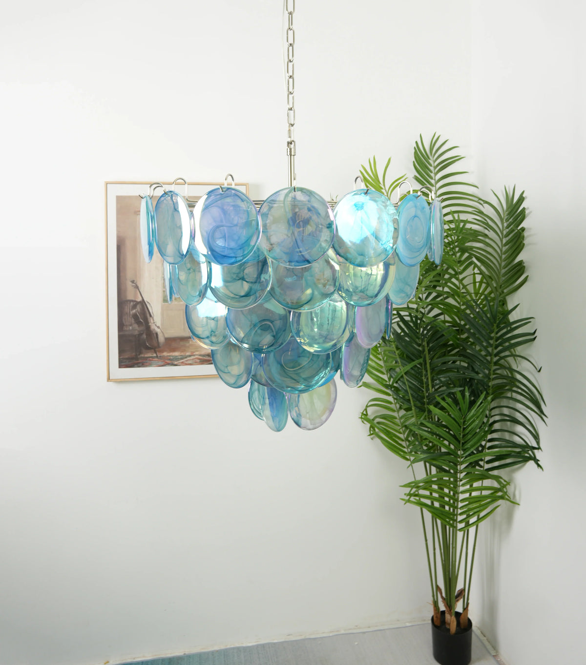Elegant Blue Murano Disc Chandelier - view 12