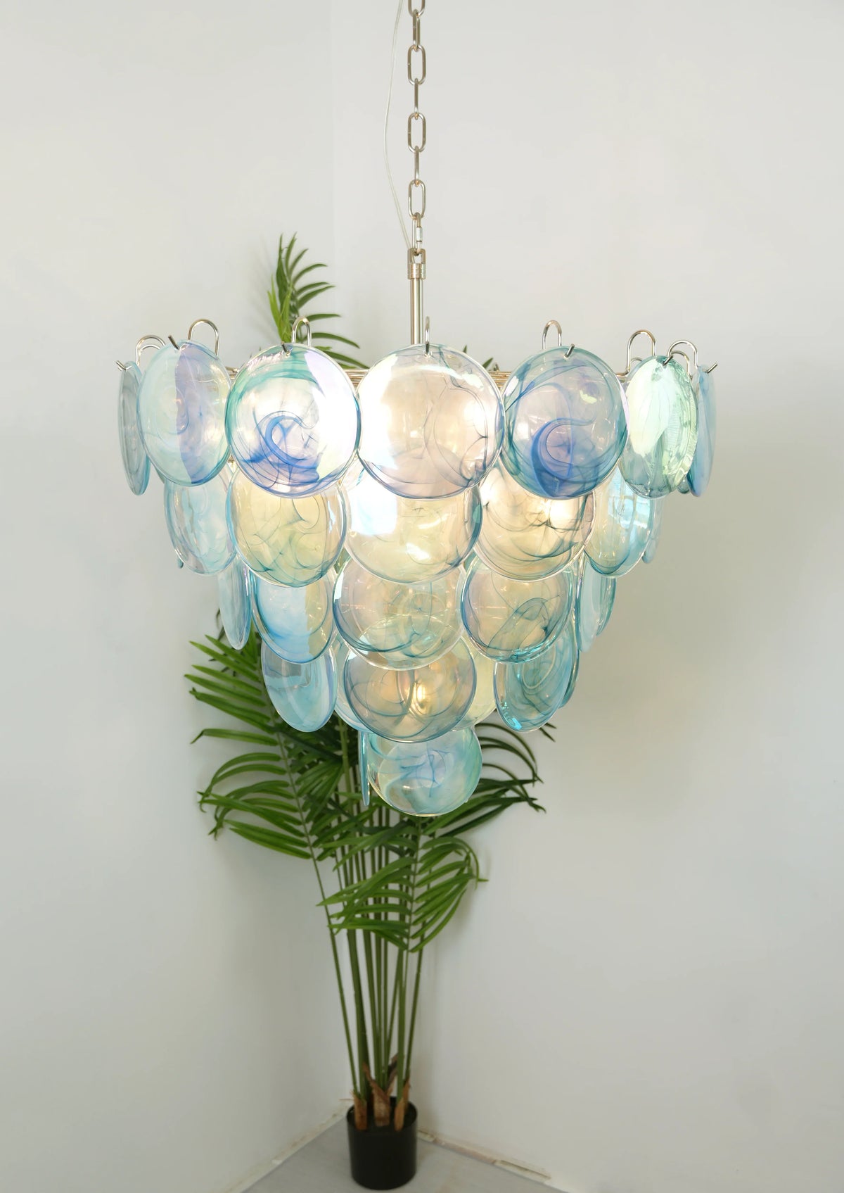 Elegant Blue Murano Disc Chandelier - view 8