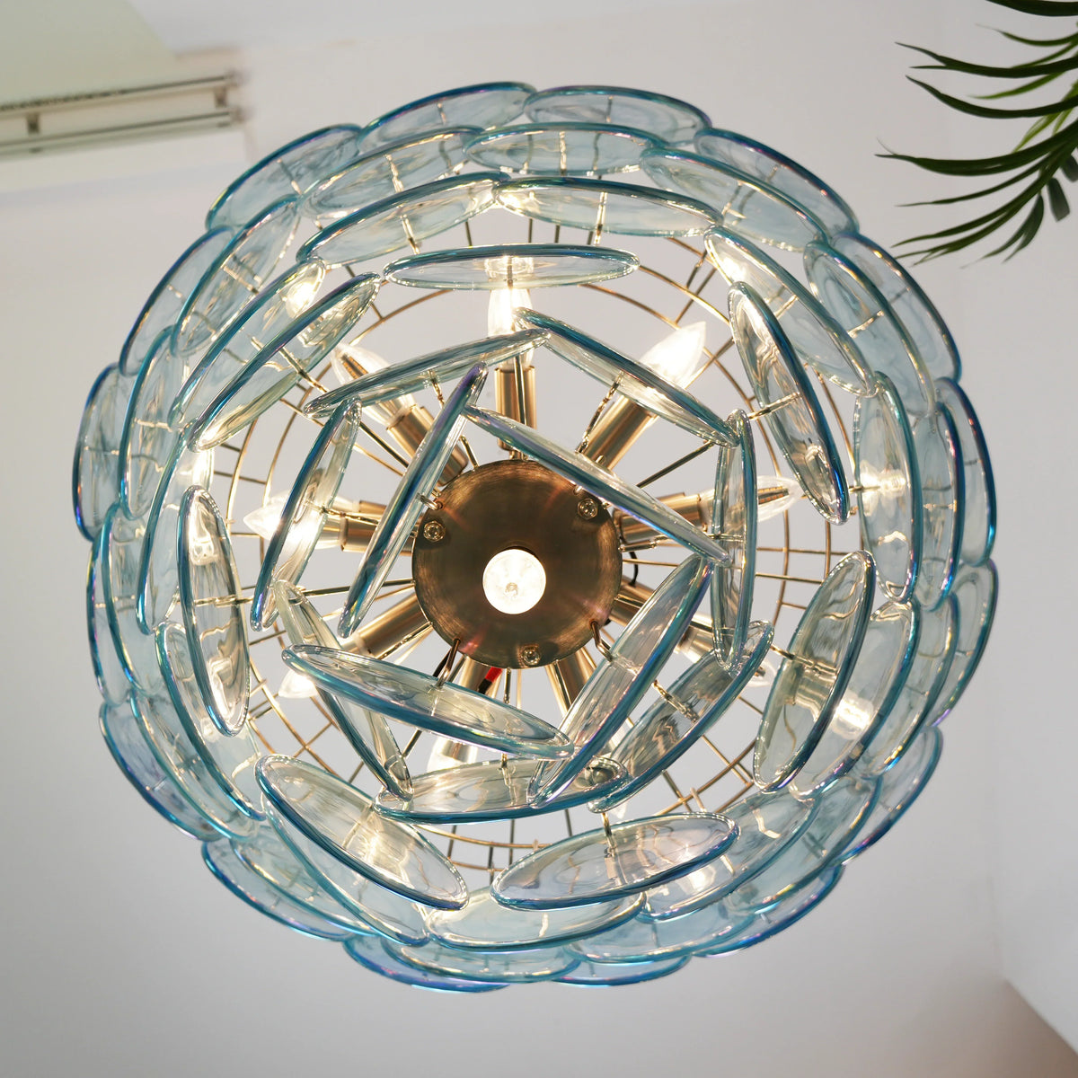 Elegant Blue Murano Disc Chandelier - view 18