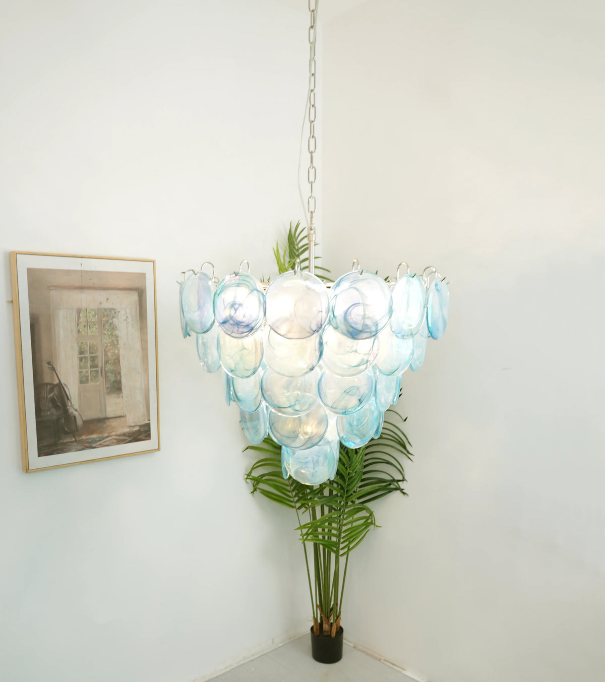 Elegant Blue Murano Disc Chandelier - view 11