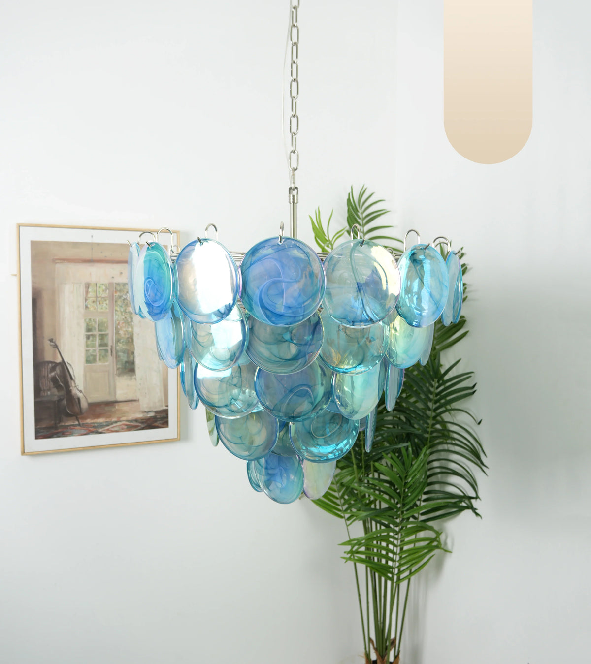 Elegant Blue Murano Disc Chandelier - view 21