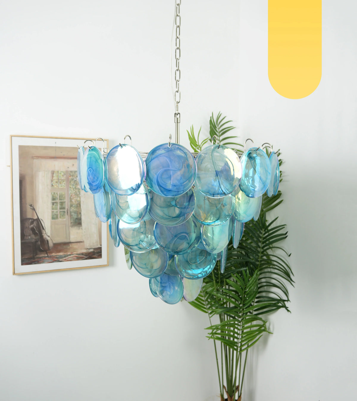 Elegant Blue Murano Disc Chandelier - view 22