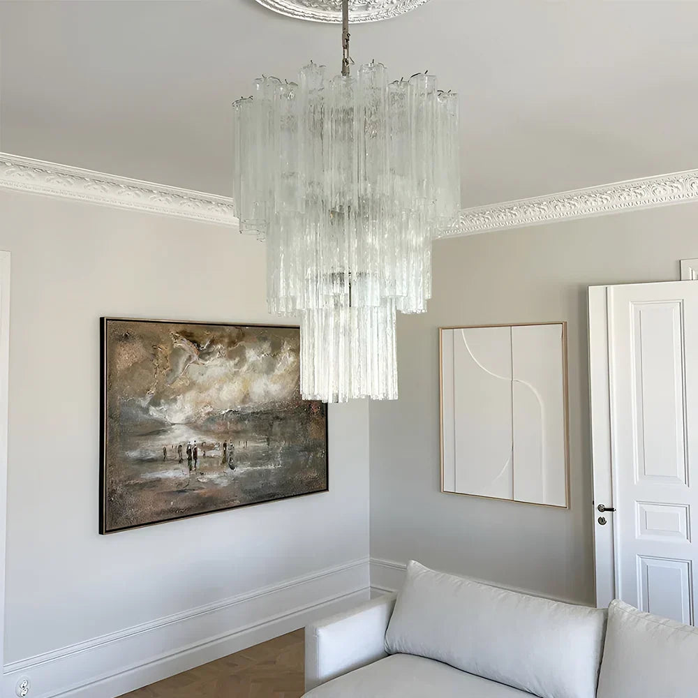 Elegant Transparent Murano Glass Tube Chandelier - view 2