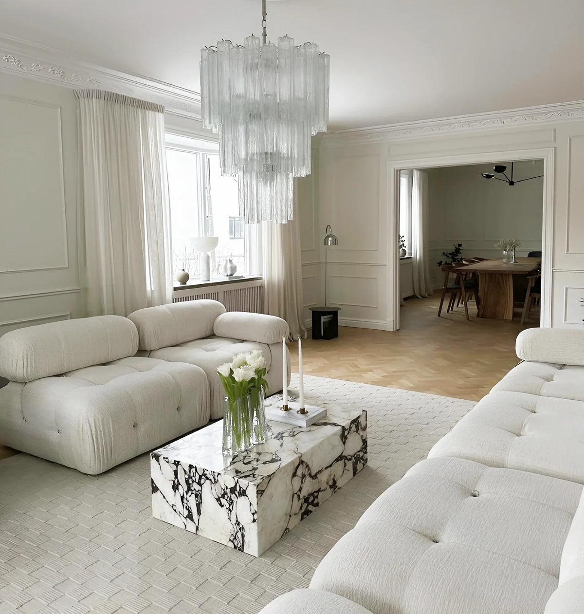 Elegant Transparent Murano Glass Tube Chandelier - view 4