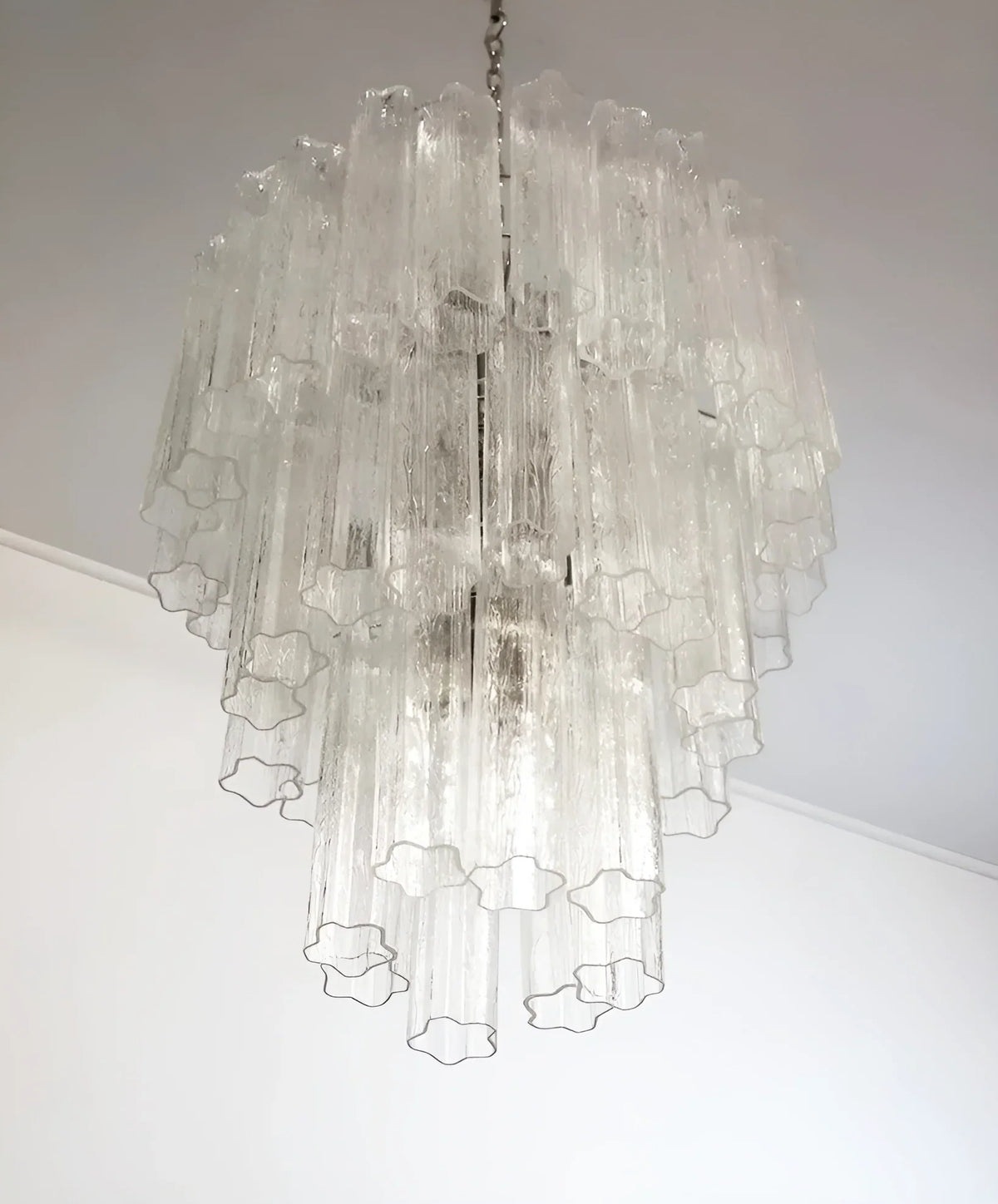 Elegant Transparent Murano Glass Tube Chandelier - view 12