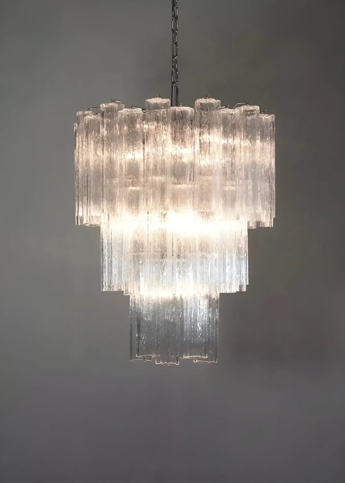 Elegant Transparent Murano Glass Tube Chandelier - view 7