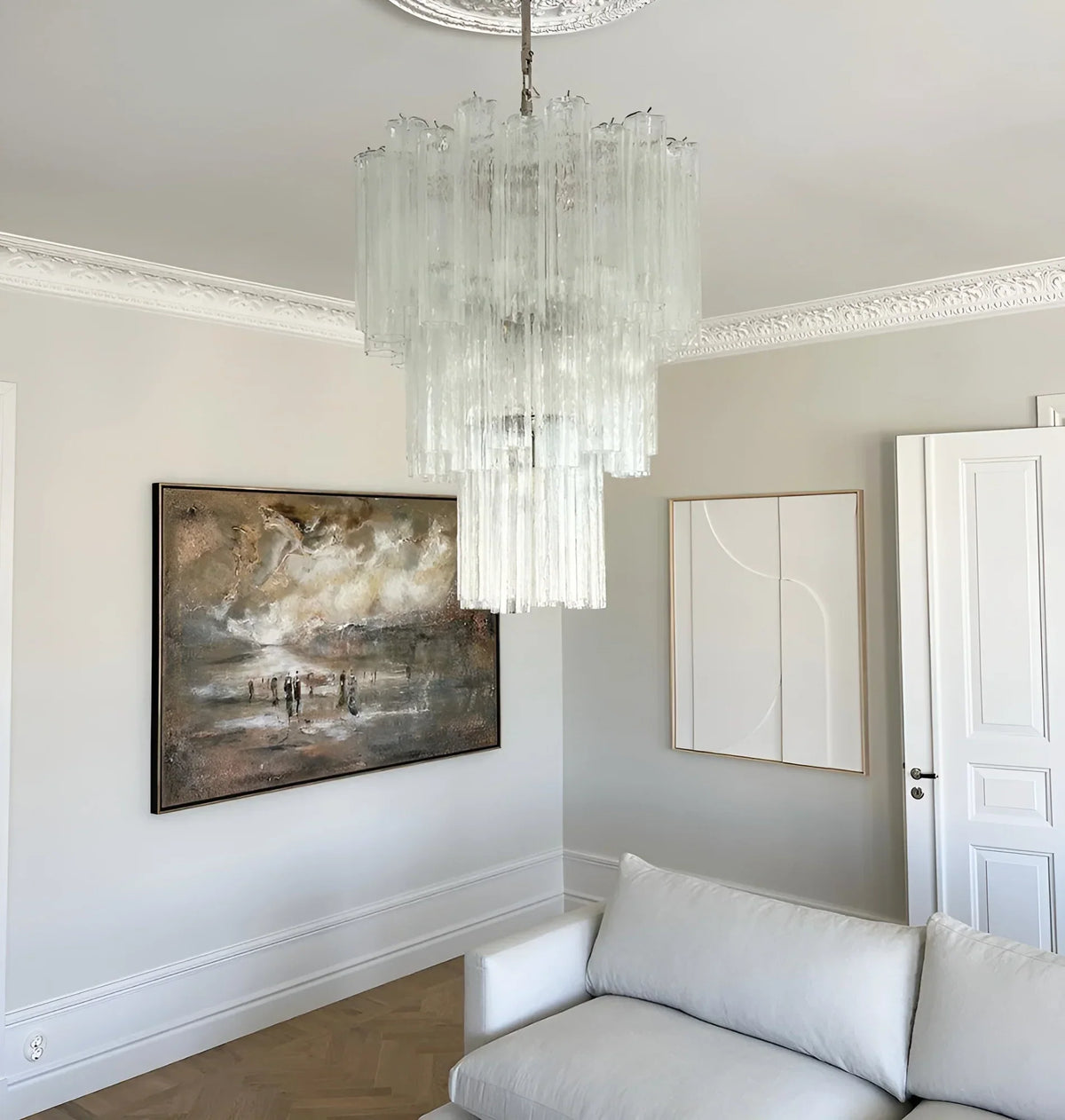 Elegant Transparent Murano Glass Tube Chandelier - view 5