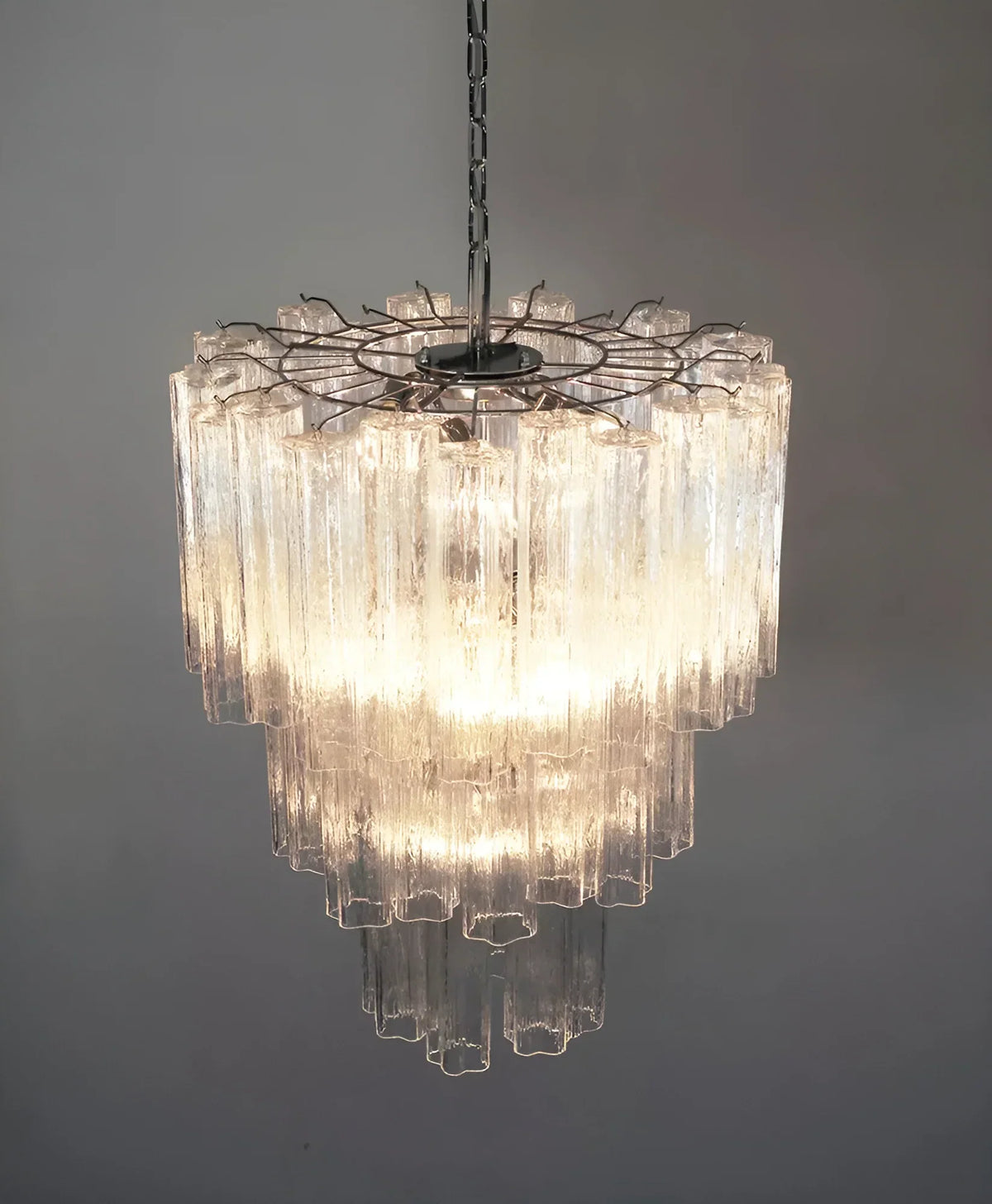 Elegant Transparent Murano Glass Tube Chandelier - view 10