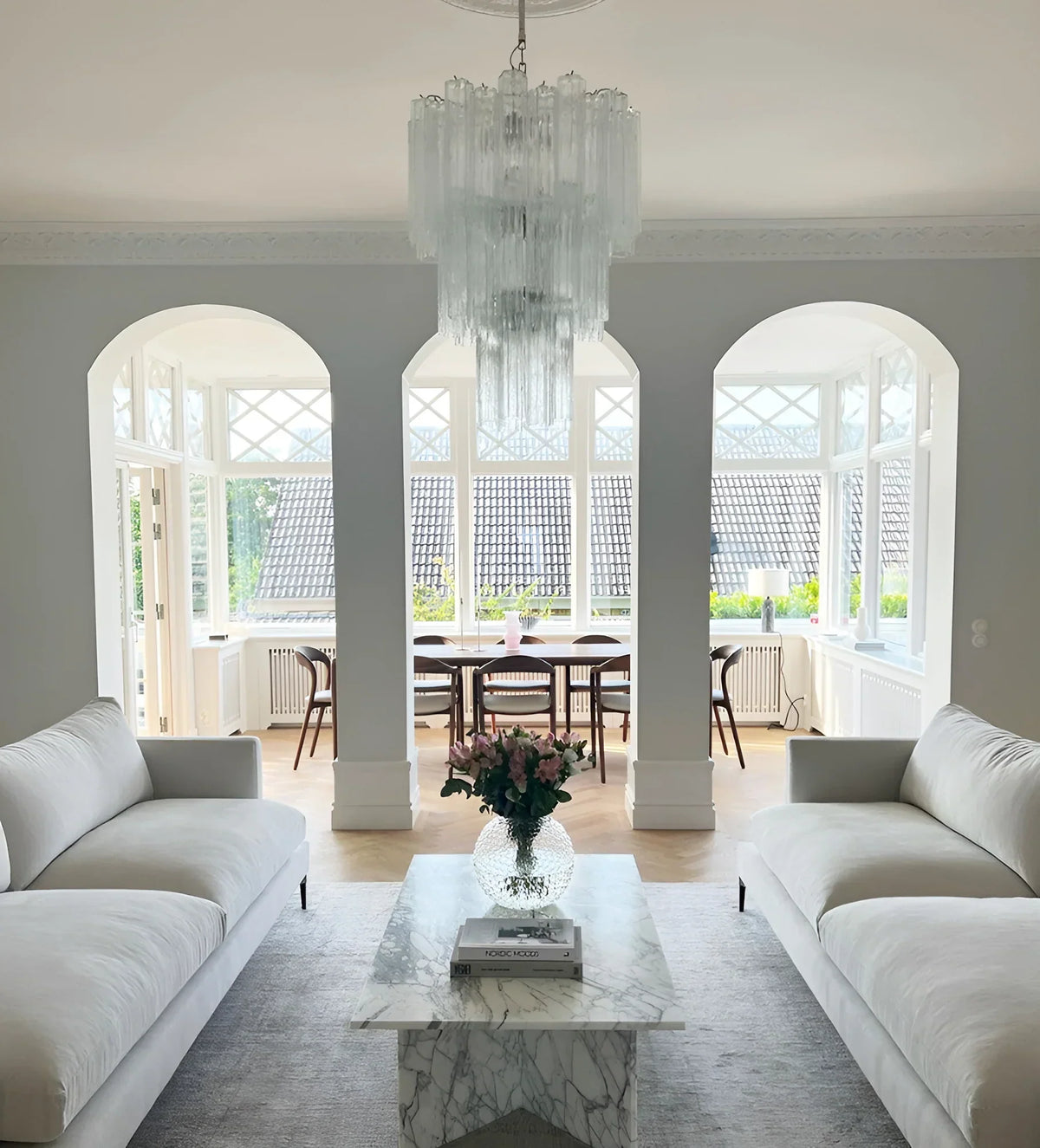 Elegant Transparent Murano Glass Tube Chandelier - view 3