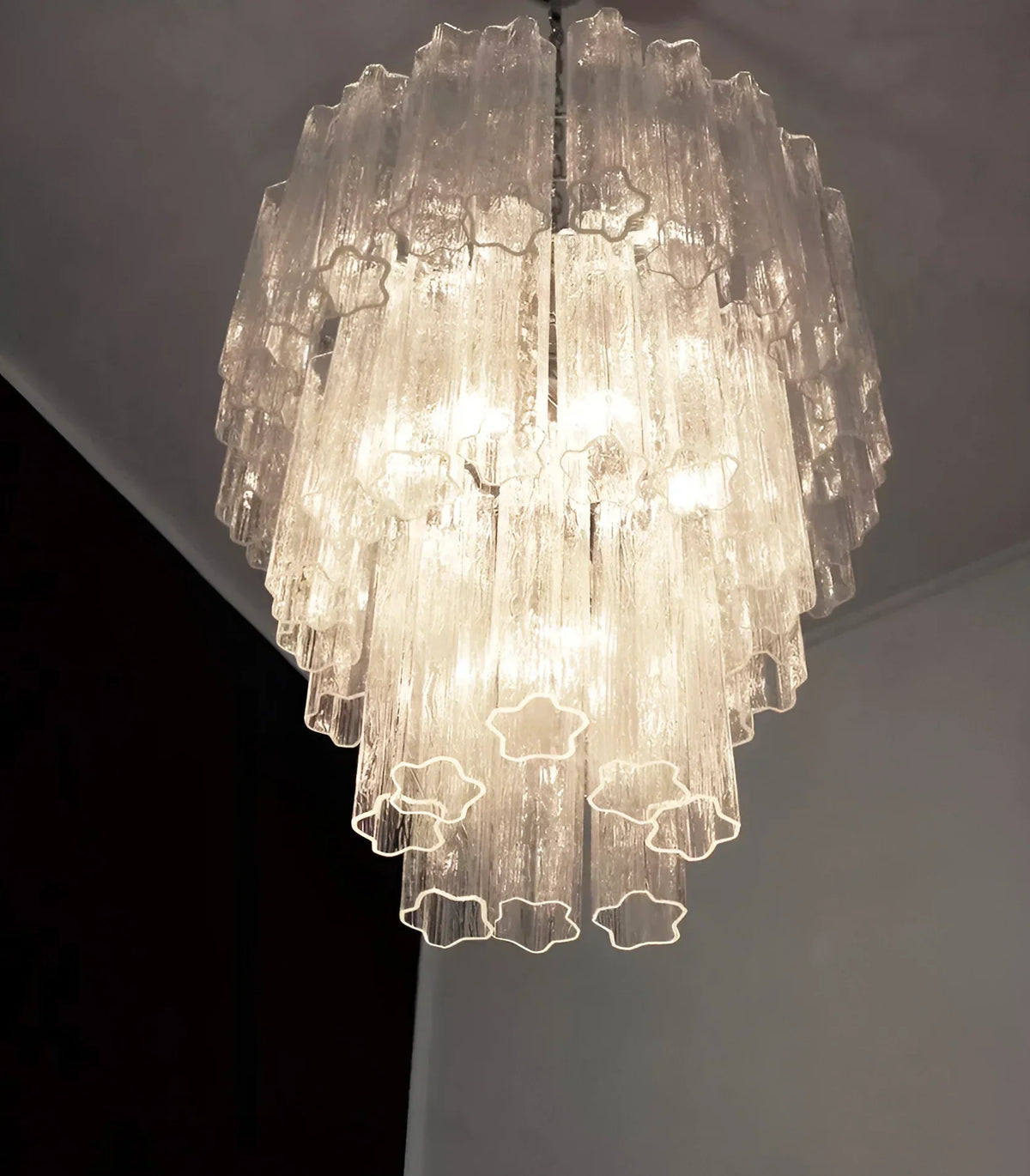 Elegant Transparent Murano Glass Tube Chandelier - view 11