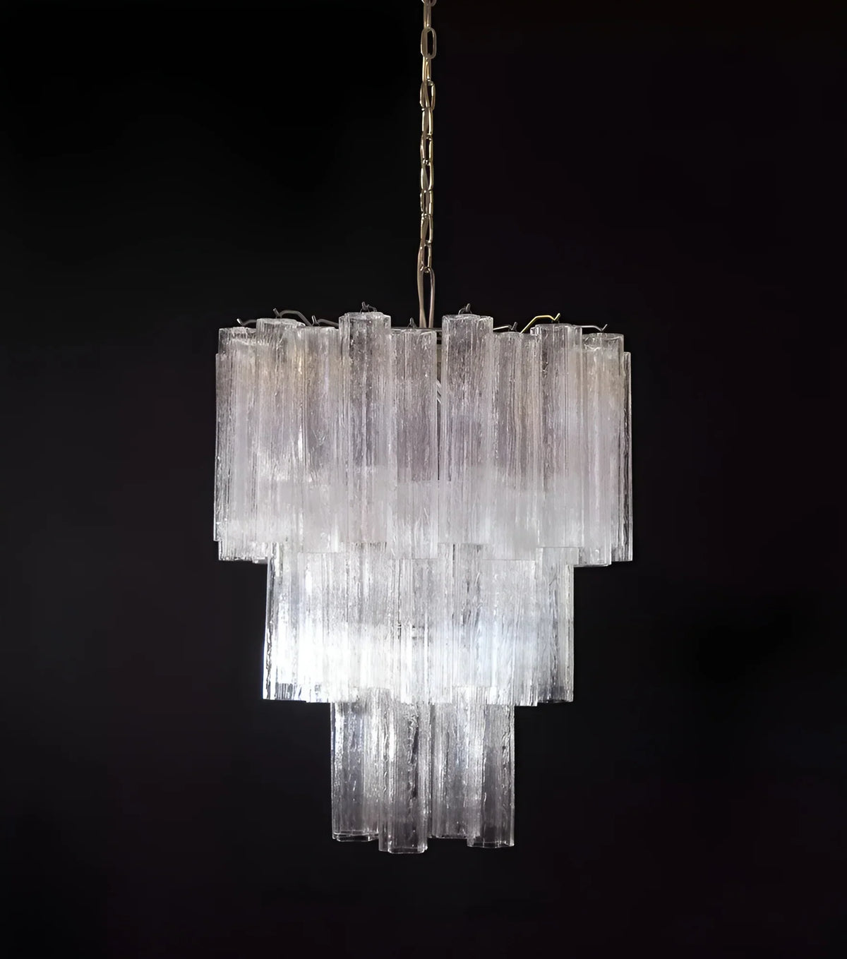 Elegant Transparent Murano Glass Tube Chandelier - view 14