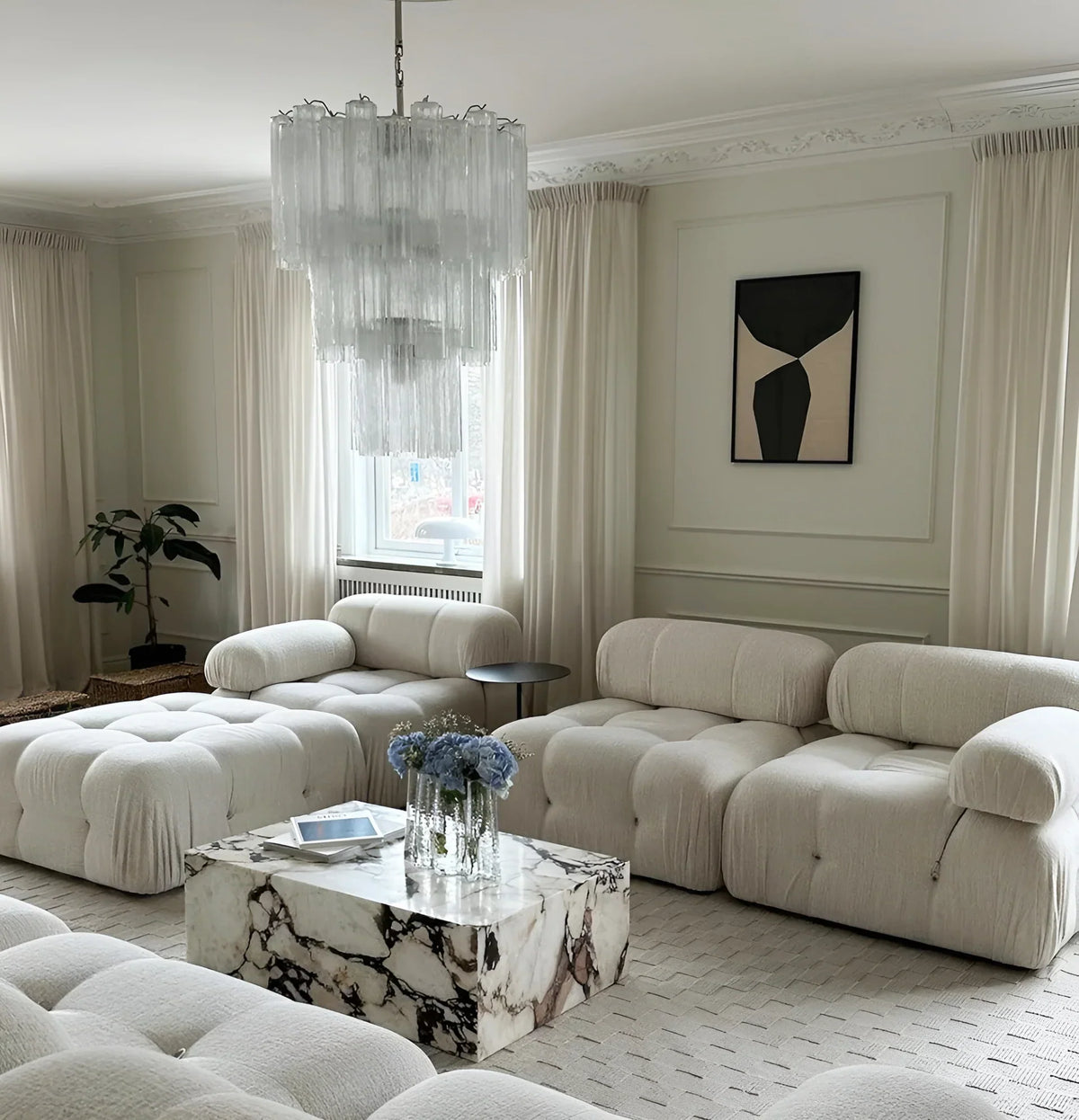 Elegant Transparent Murano Glass Tube Chandelier - view 6