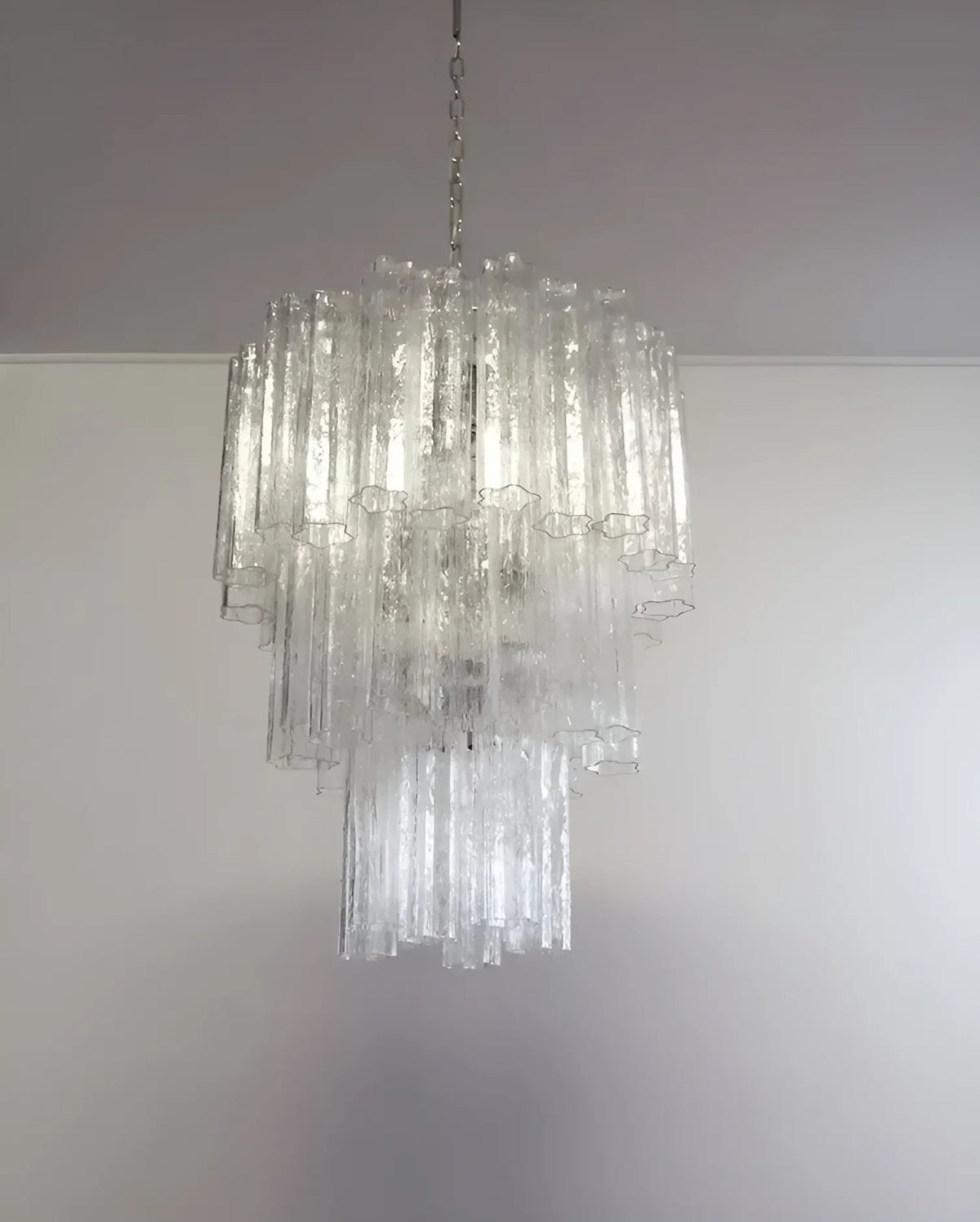 Elegant Transparent Murano Glass Tube Chandelier - view 9