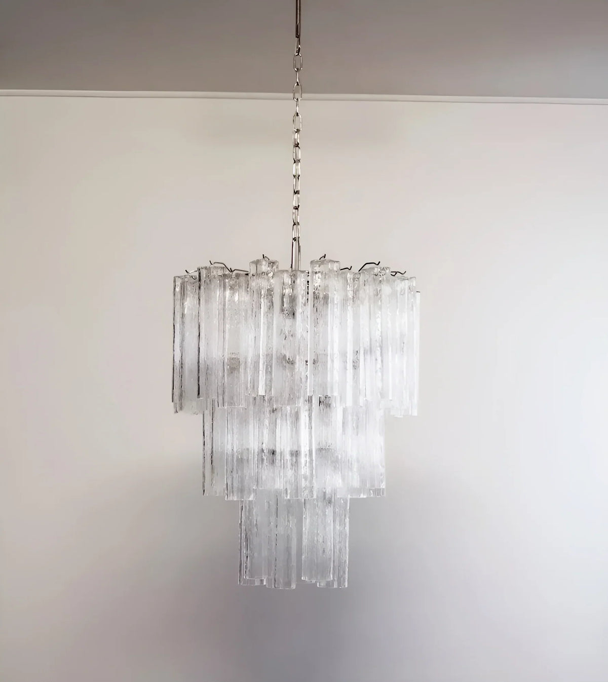 Elegant Transparent Murano Glass Tube Chandelier - view 8