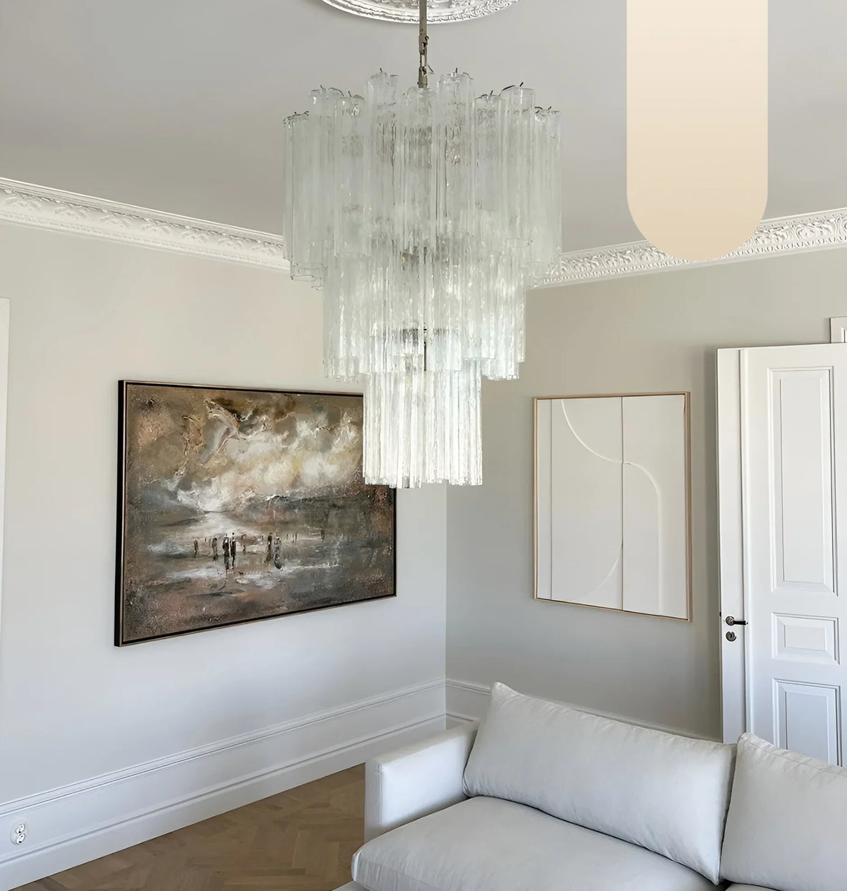 Elegant Transparent Murano Glass Tube Chandelier - view 15